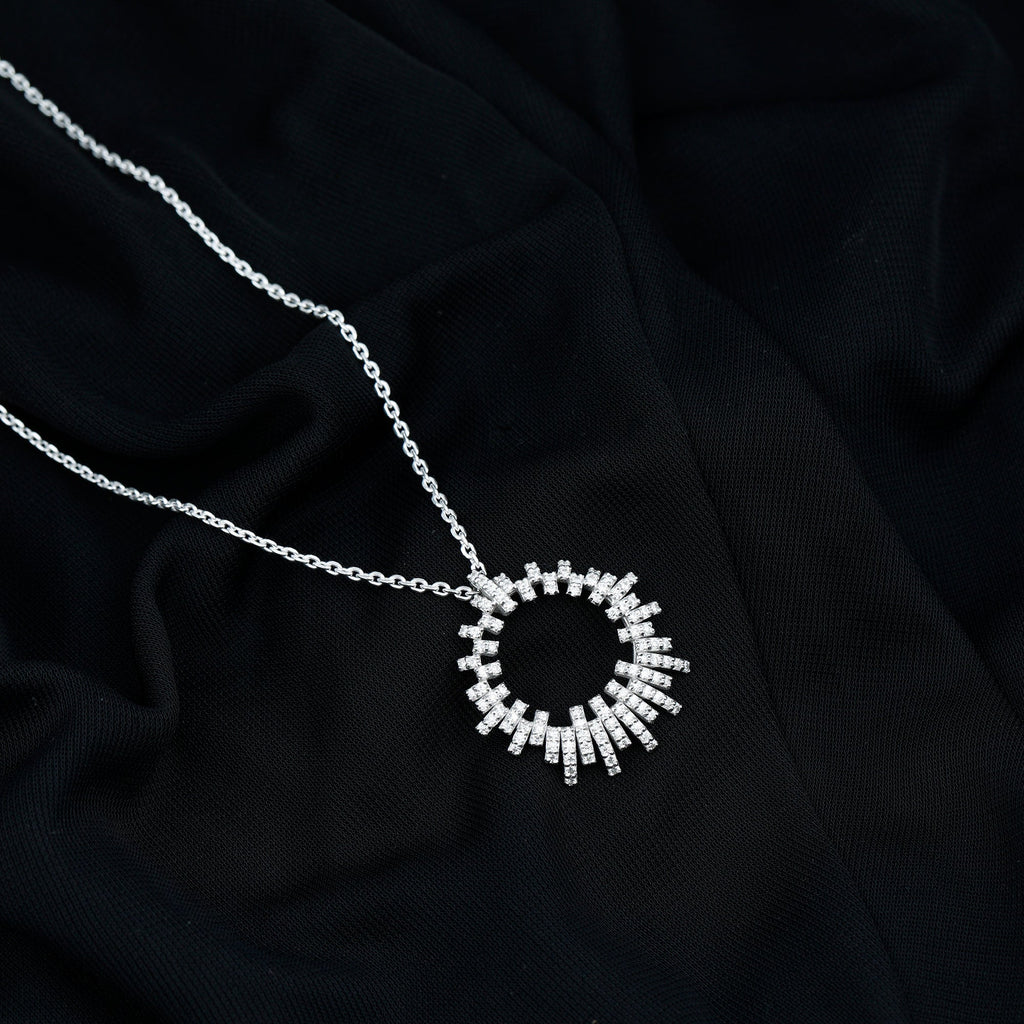 Certified Moissanite Open Circle Chain Necklace in 14K Gold Plated Silver