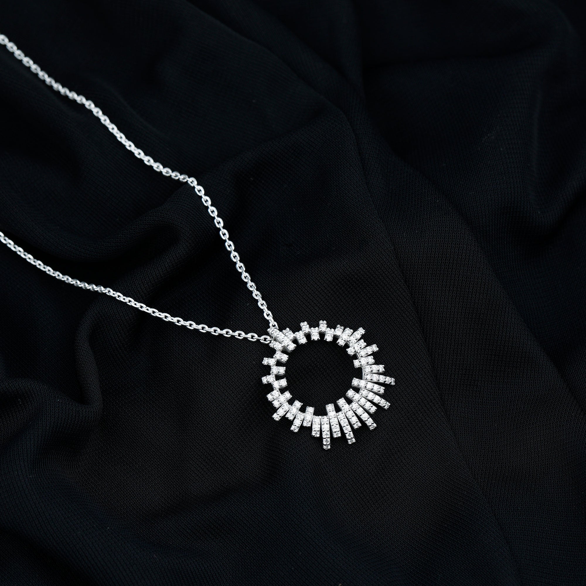 Certified Moissanite Open Circle Chain Necklace in 14K Gold Plated Silver