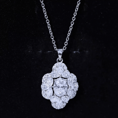 Certified Moissanite Flower Necklace for Wedding