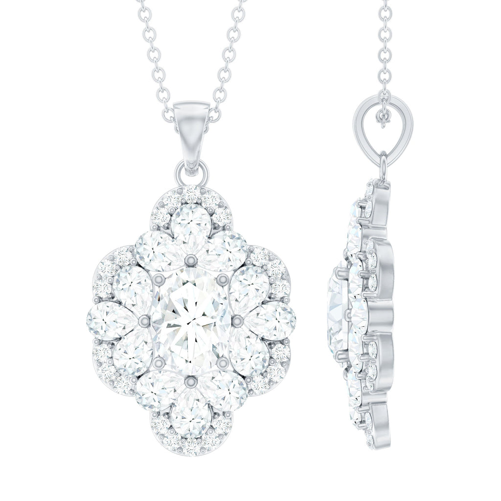 Certified Moissanite Flower Necklace for Wedding
