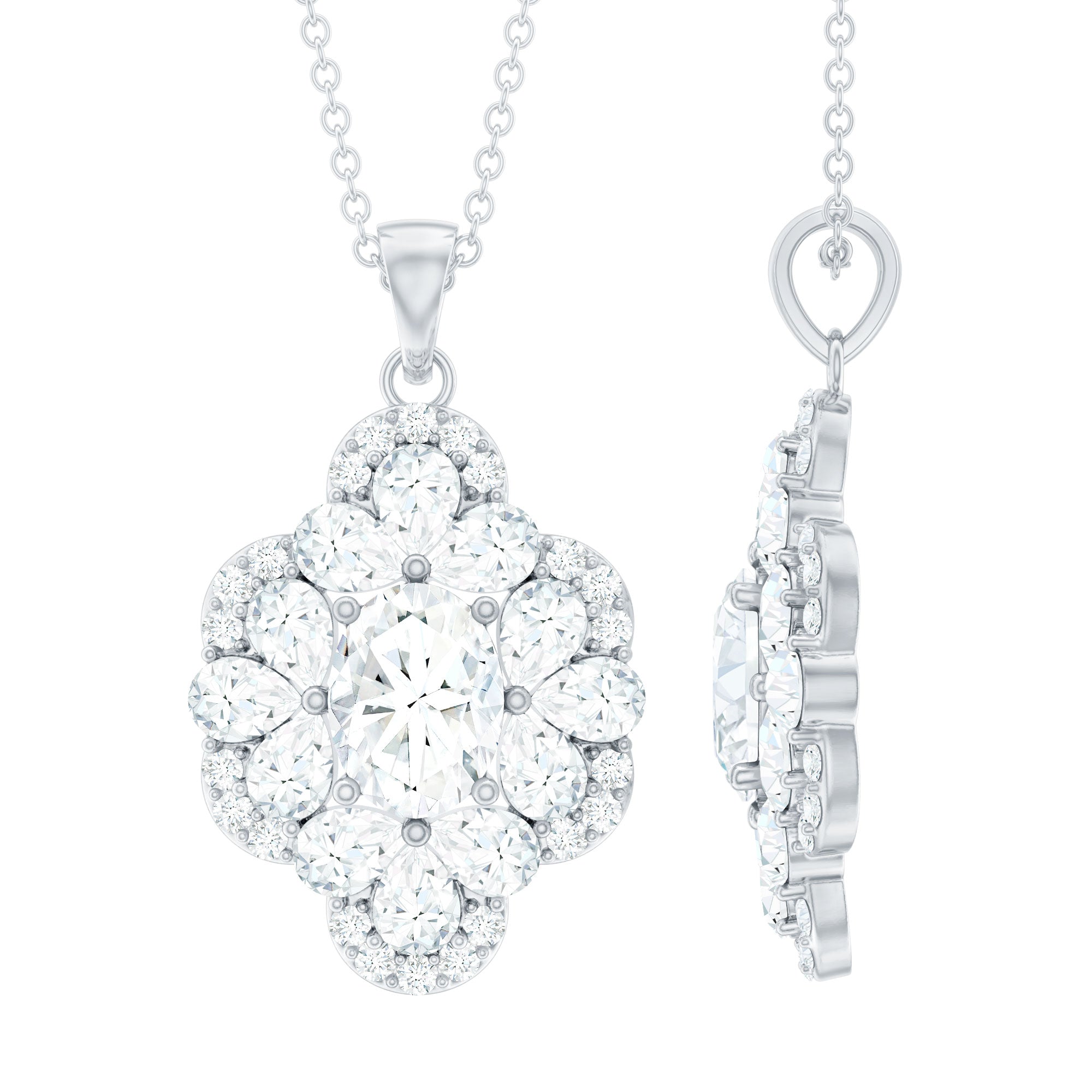 Certified Moissanite Flower Necklace for Wedding