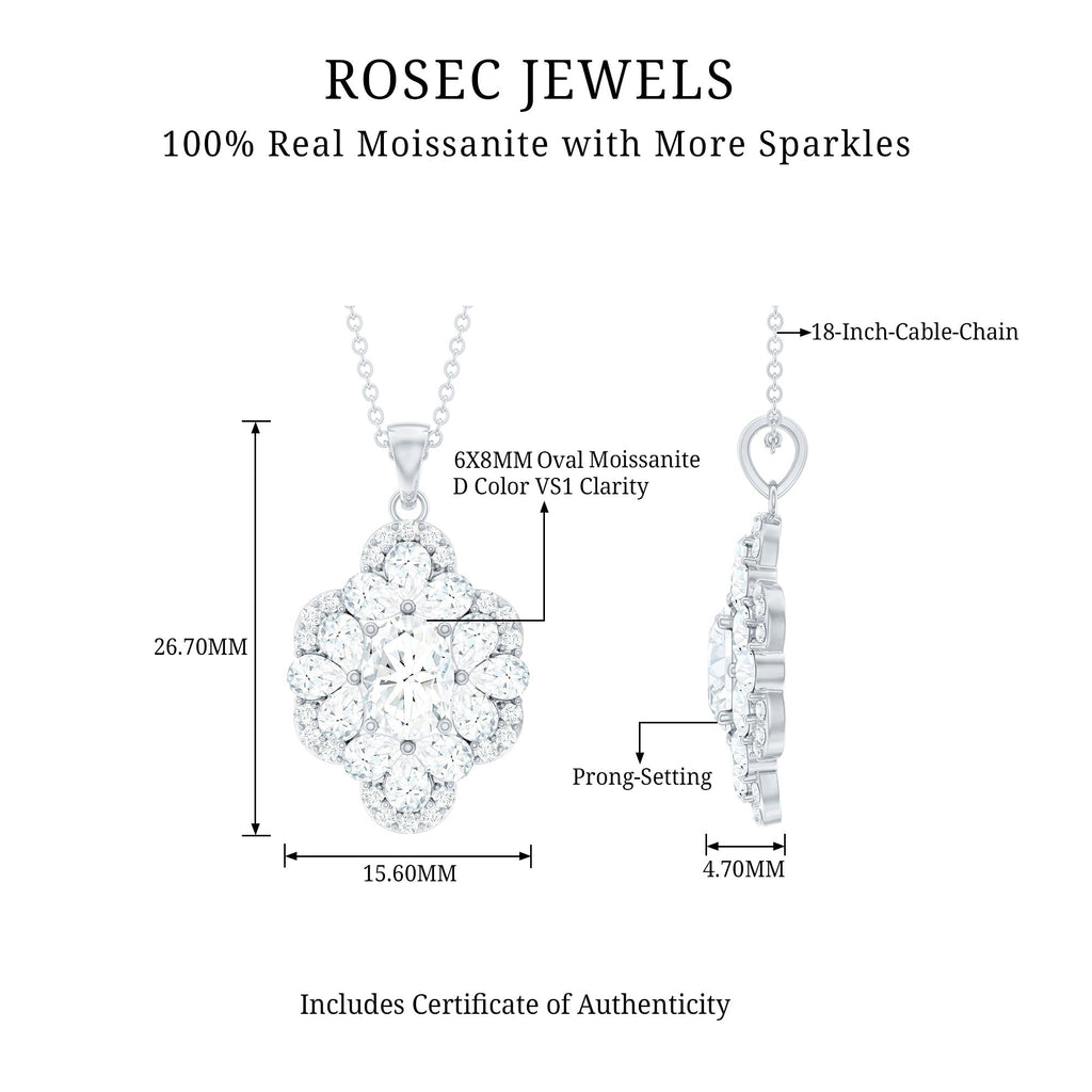 Certified Moissanite Flower Necklace for Wedding