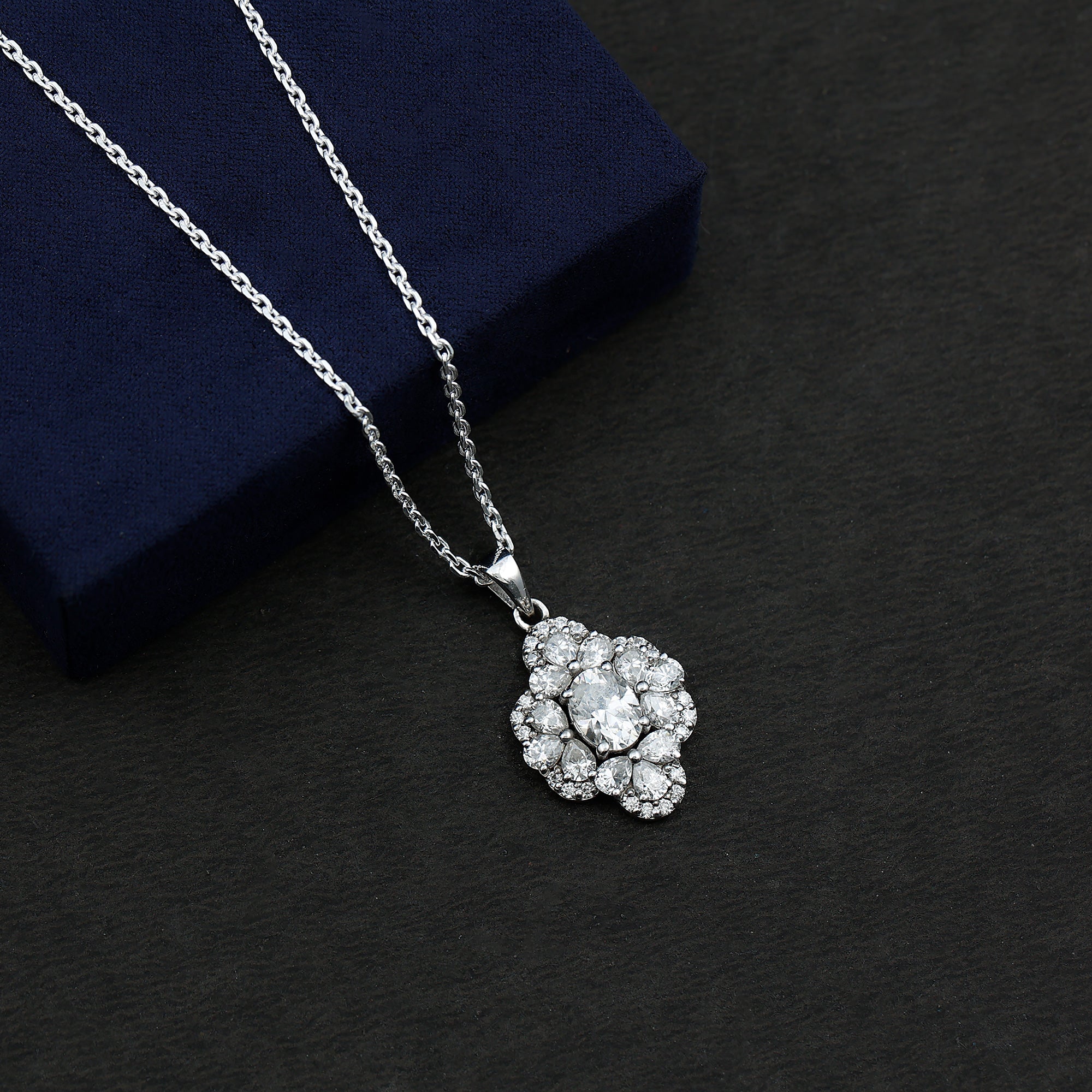 Certified Moissanite Flower Necklace for Wedding