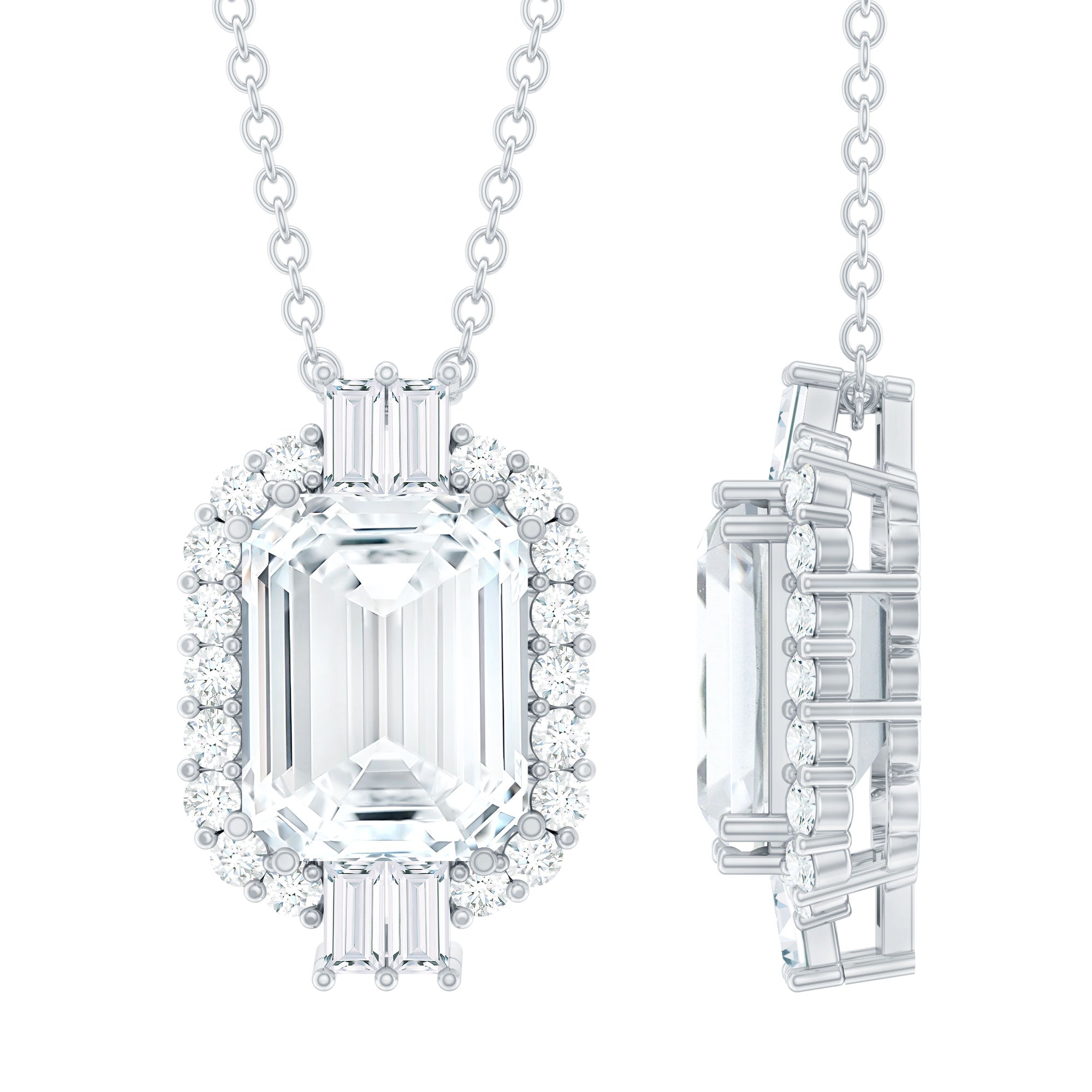 Emerald Cut Moissanite Cocktail Necklace for Women