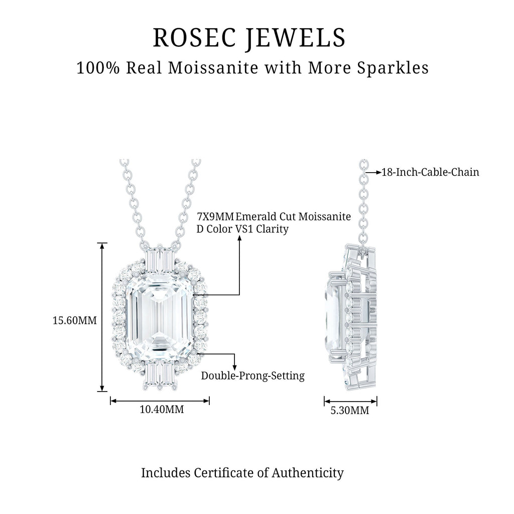 Emerald Cut Moissanite Cocktail Necklace for Women