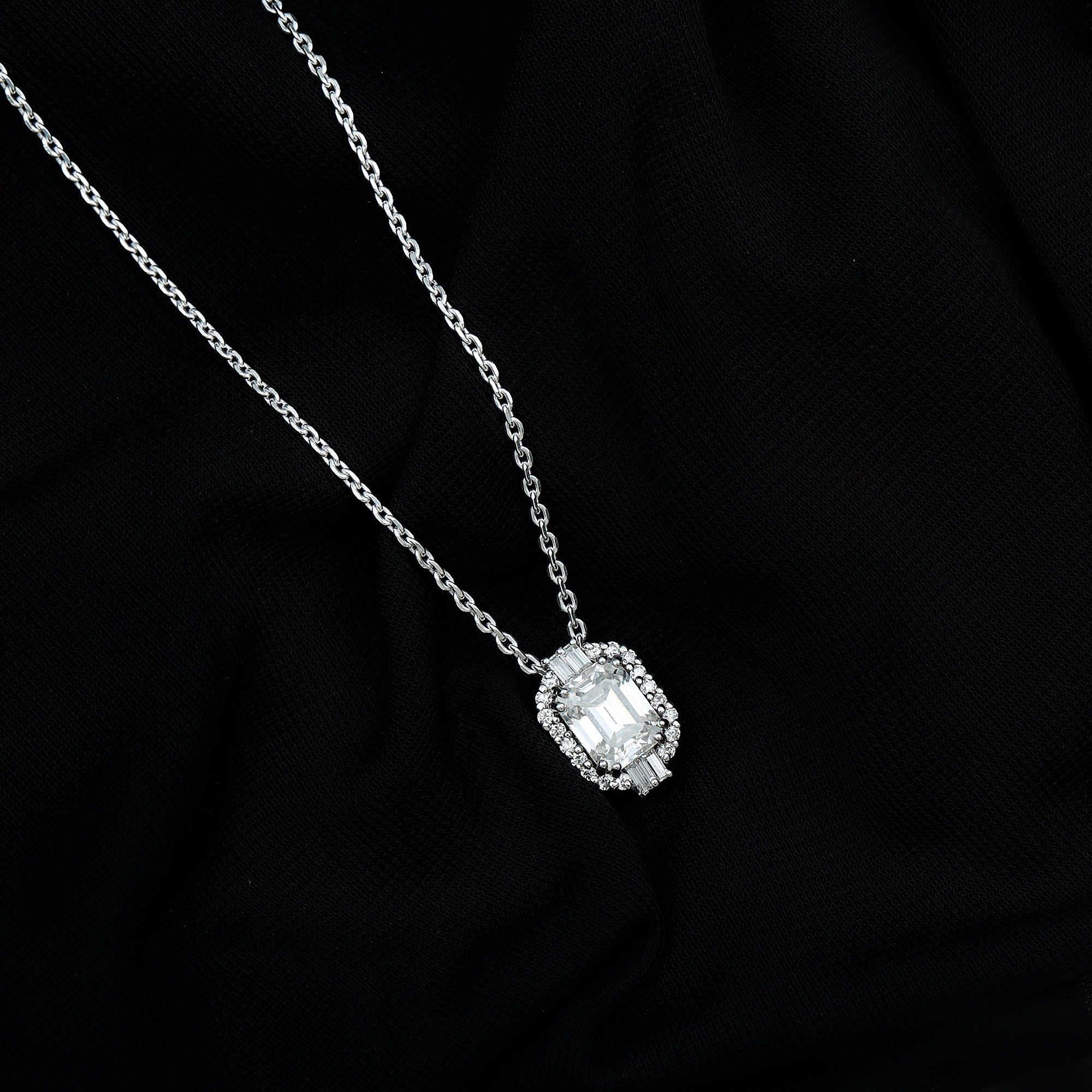 Emerald Cut Moissanite Cocktail Necklace for Women