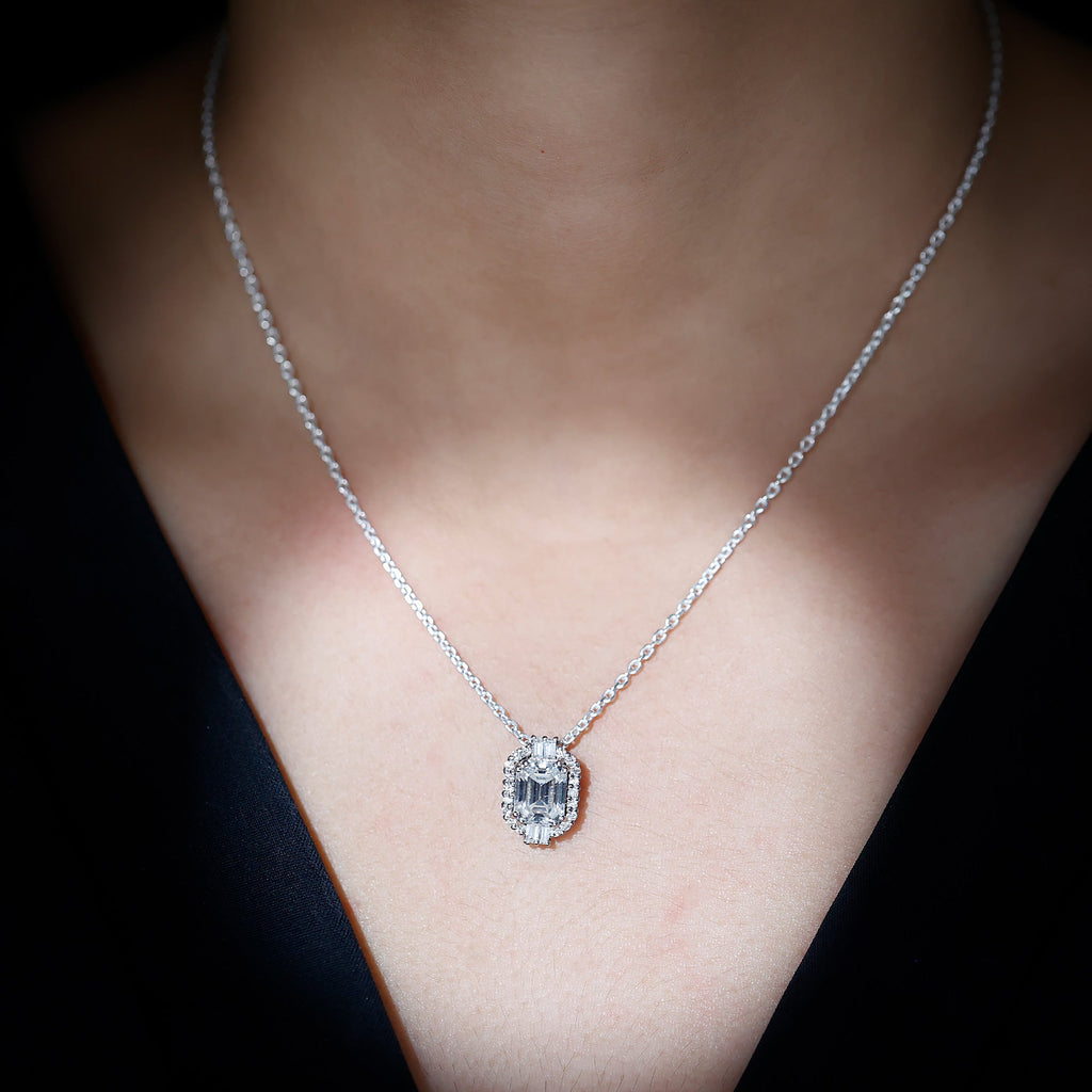 Emerald Cut Moissanite Cocktail Necklace for Women