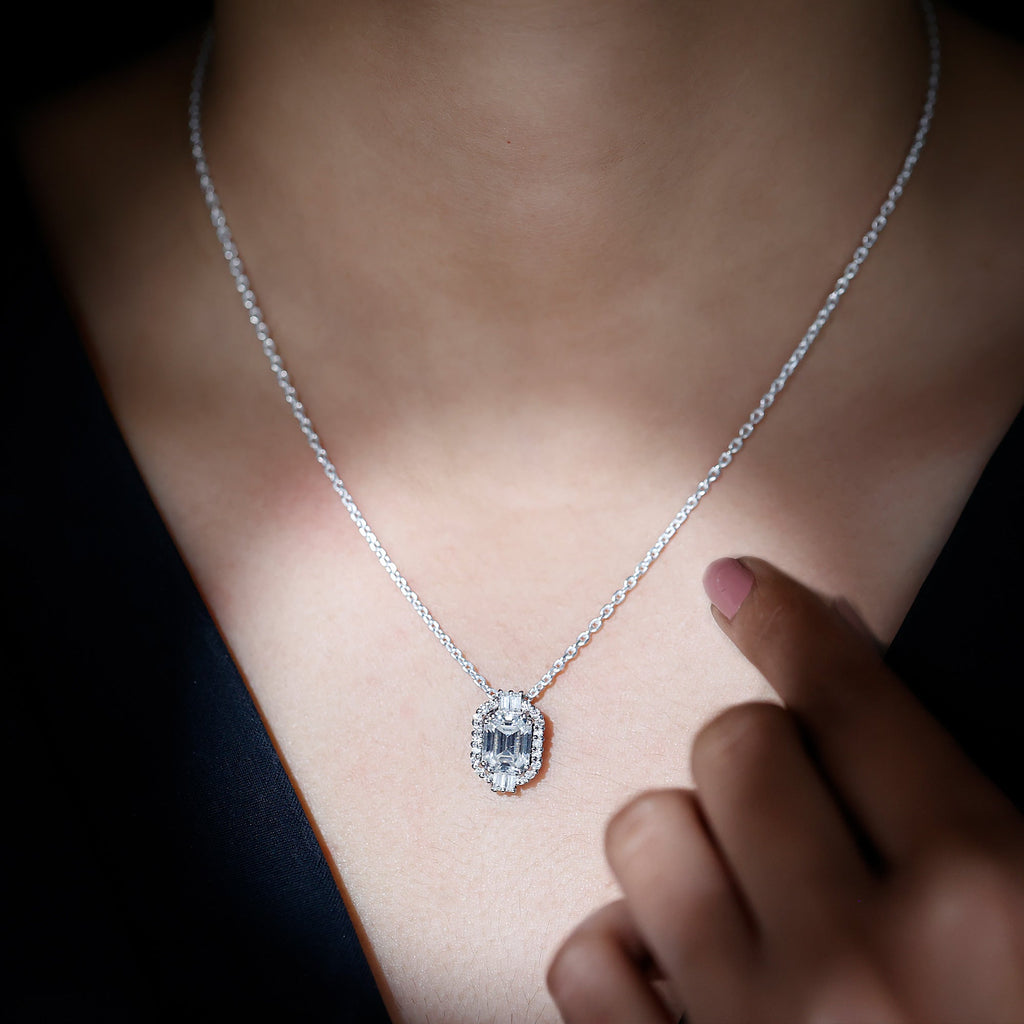Emerald Cut Moissanite Cocktail Necklace for Women