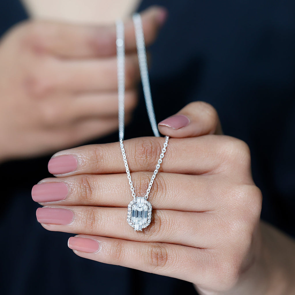 Emerald Cut Moissanite Cocktail Necklace for Women