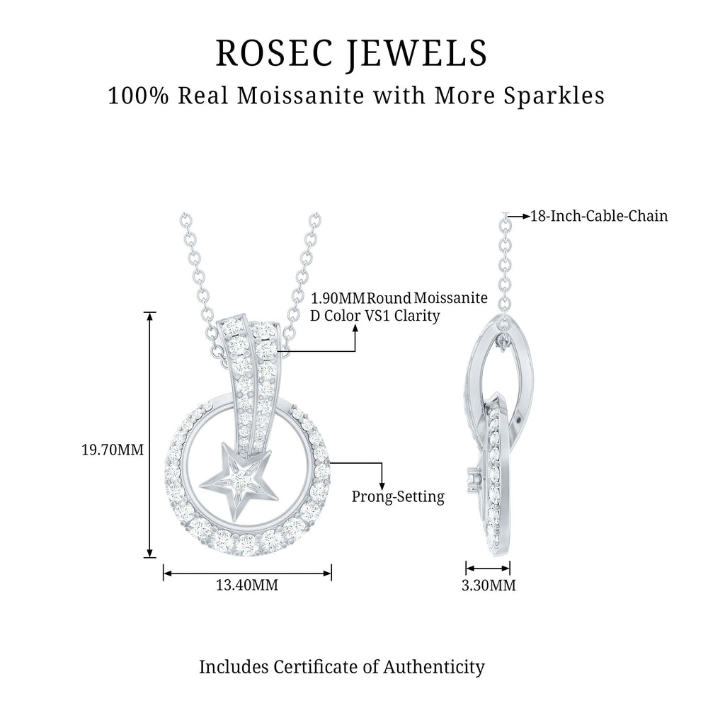 Certified Moissanite Shooting Star Necklace with Chain