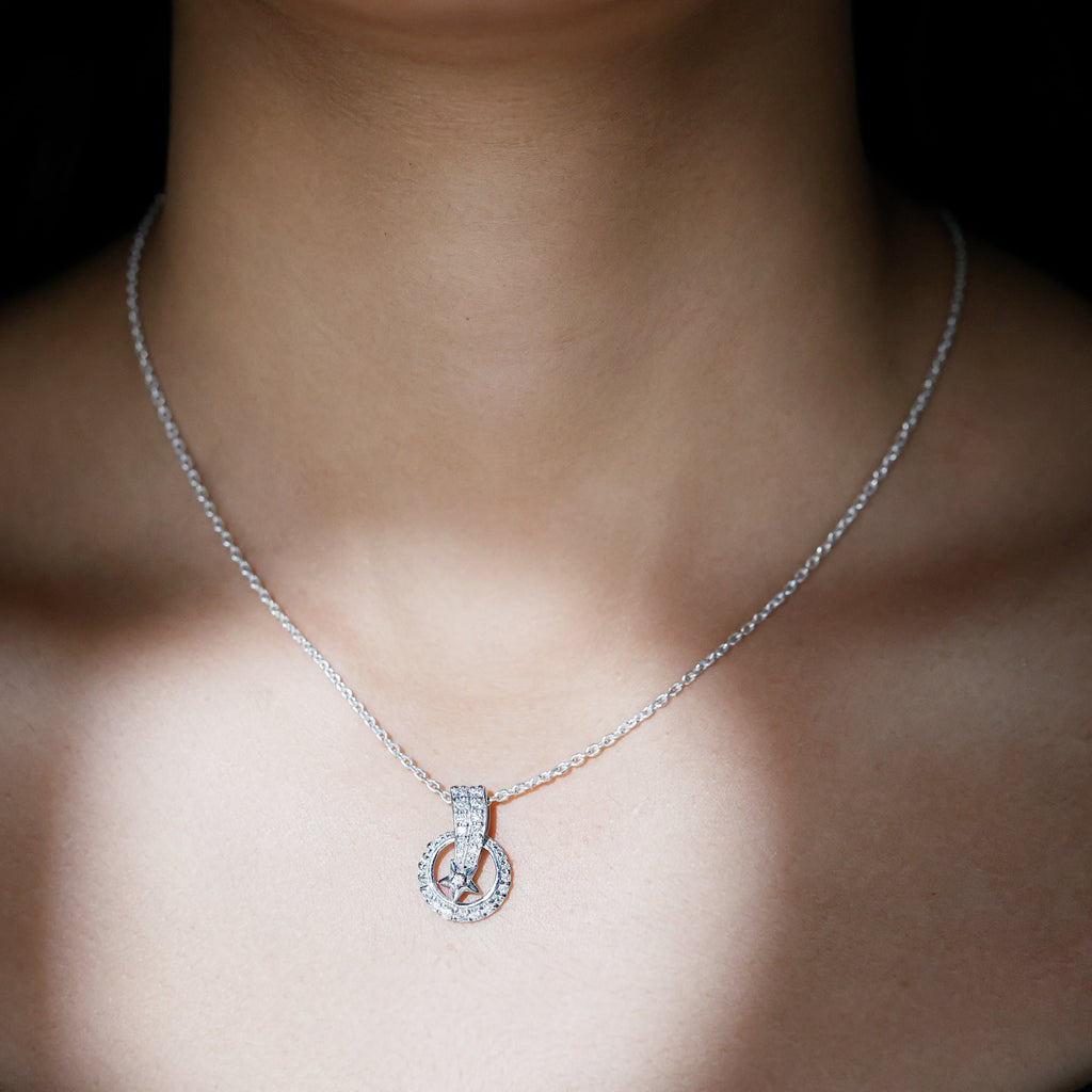Certified Moissanite Shooting Star Necklace with Chain