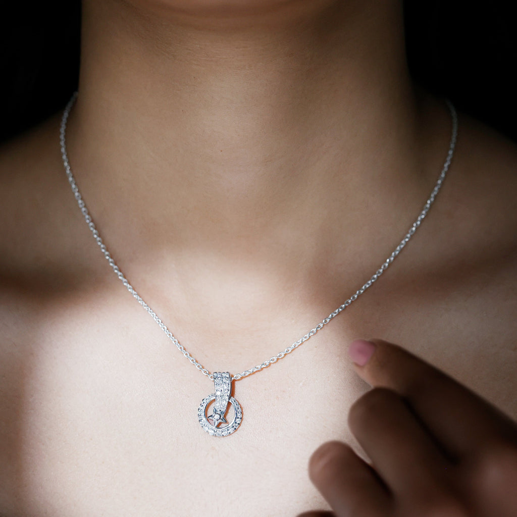 Certified Moissanite Shooting Star Necklace with Chain