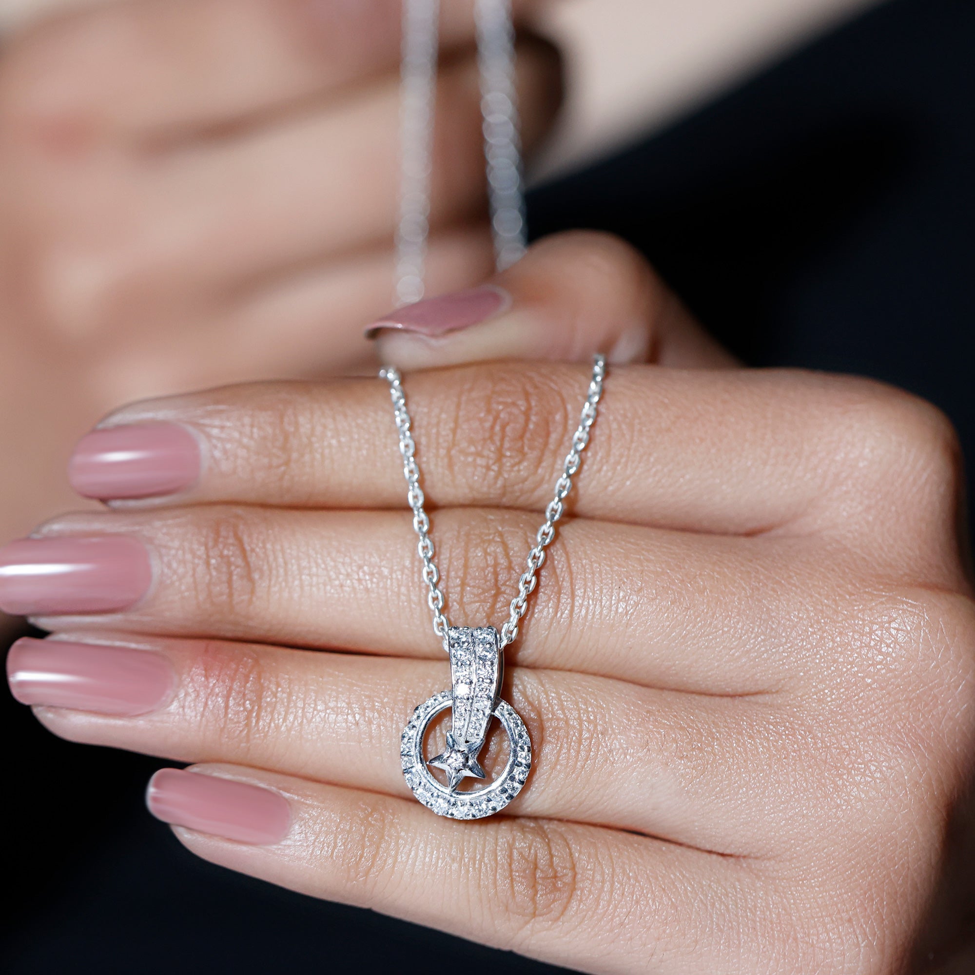 Certified Moissanite Shooting Star Necklace with Chain