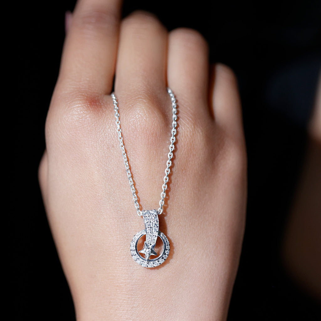 Certified Moissanite Shooting Star Necklace with Chain