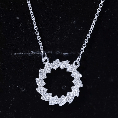 Certified Moissanite Eternity Necklace in Gold Plated Silver