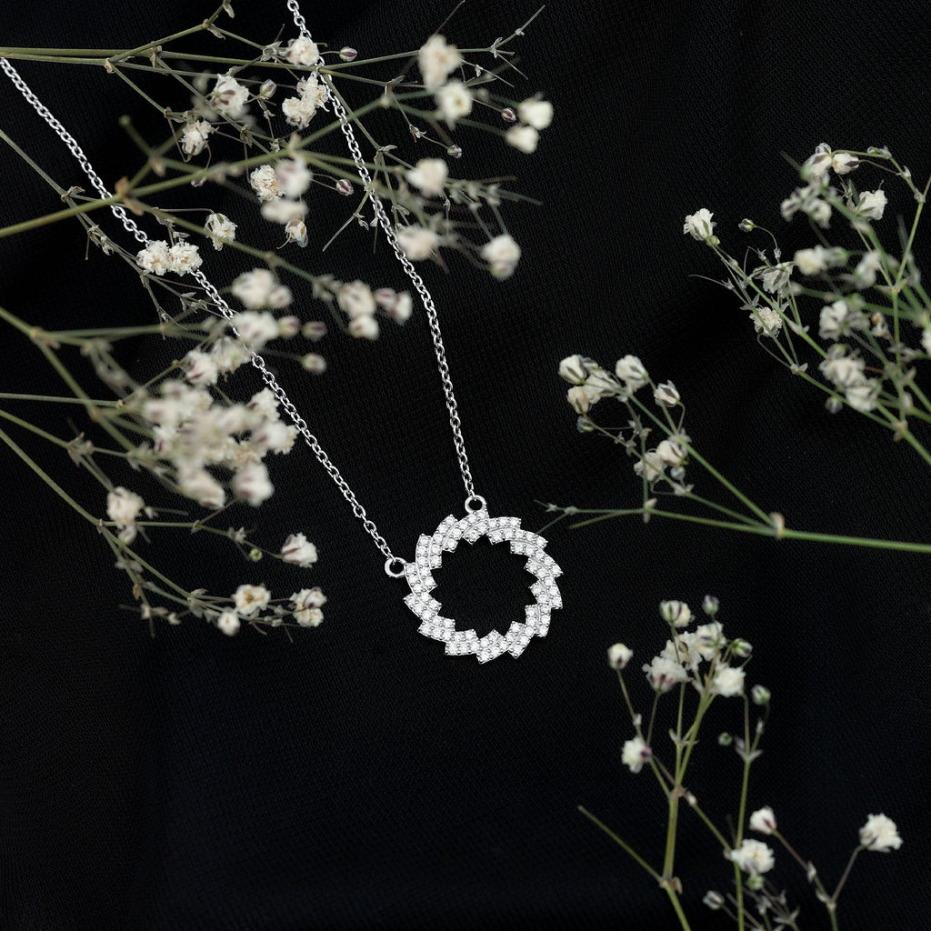 Certified Moissanite Eternity Necklace in Gold Plated Silver