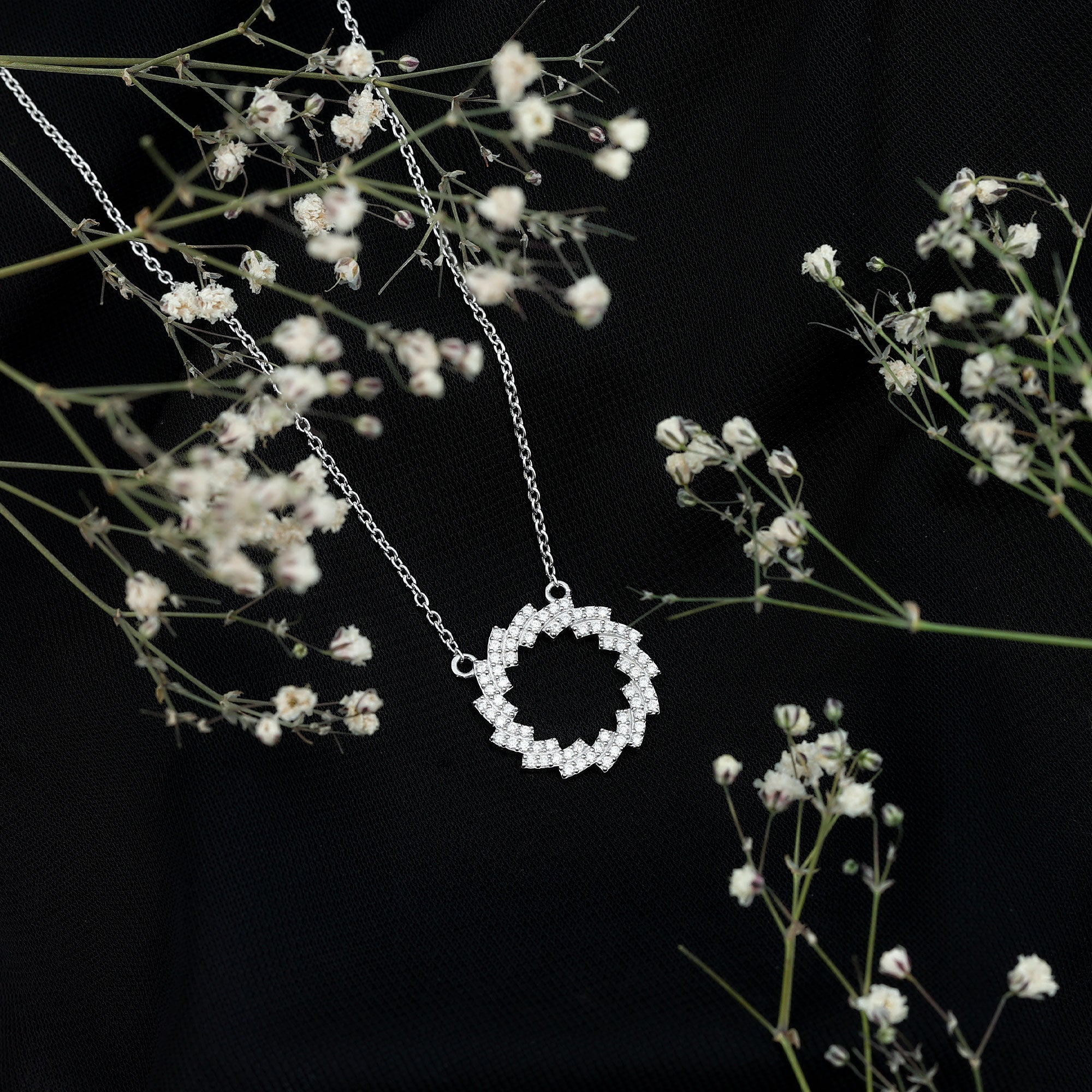 Certified Moissanite Eternity Necklace in Gold Plated Silver