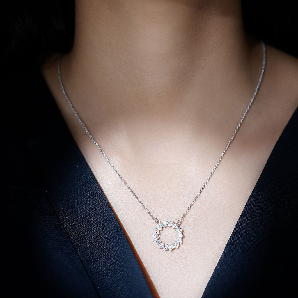 Certified Moissanite Eternity Necklace in Gold Plated Silver