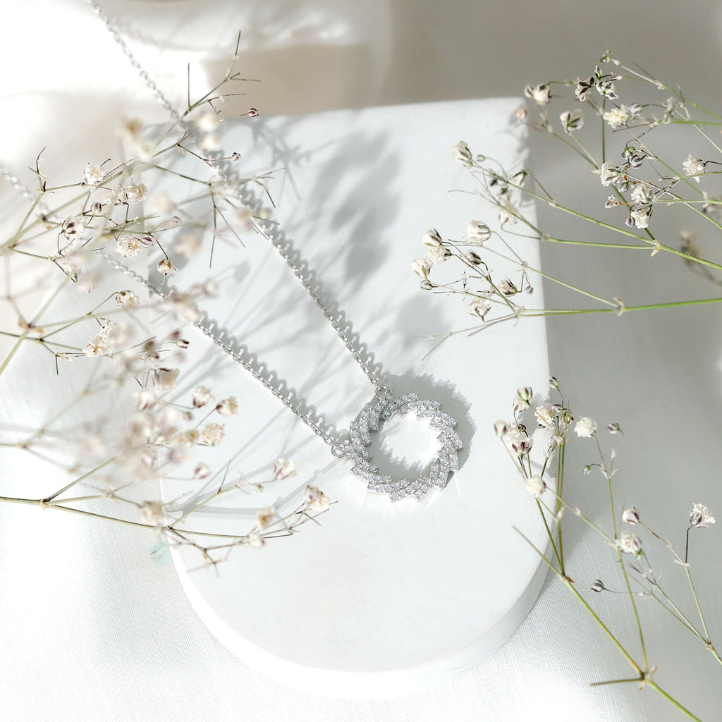 Certified Moissanite Eternity Necklace in Gold Plated Silver