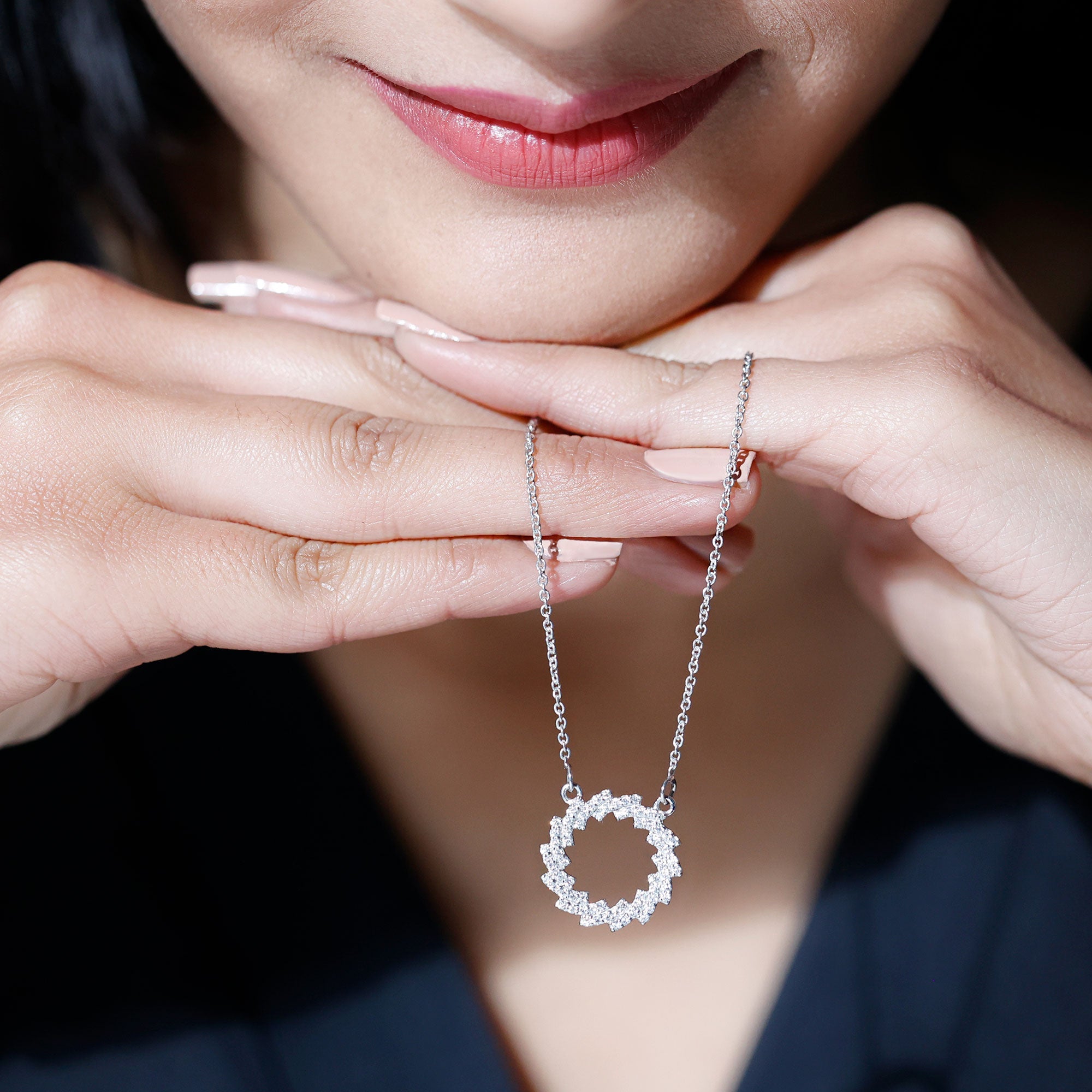 Certified Moissanite Eternity Necklace in Gold Plated Silver