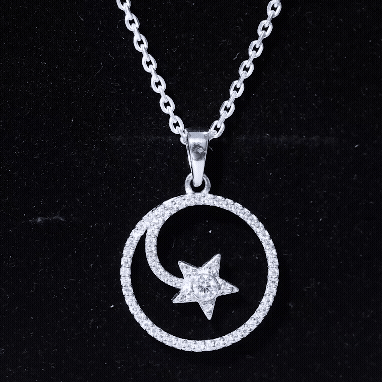Certified Moissanite Shooting Star Necklace in Silver
