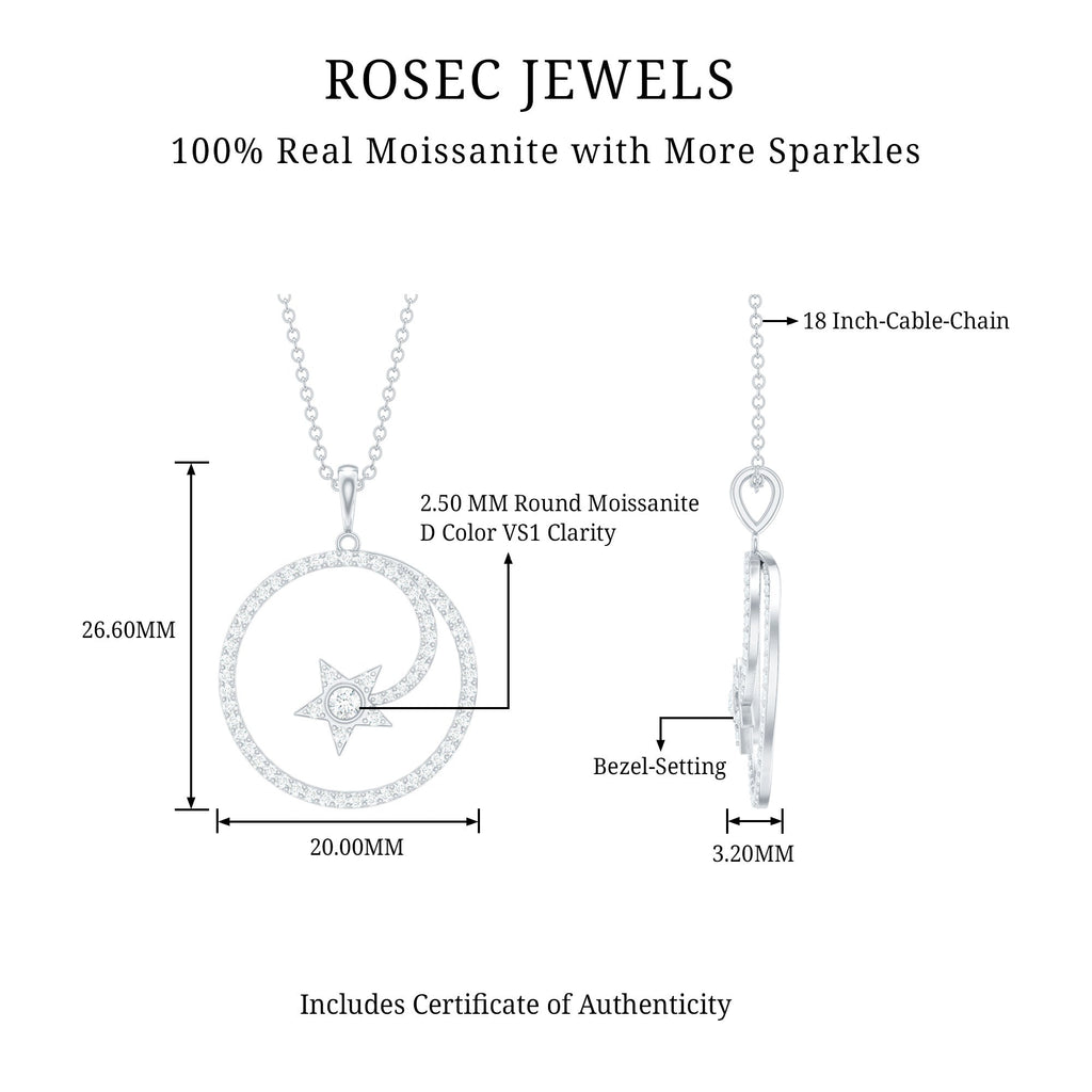 Certified Moissanite Shooting Star Necklace in Silver