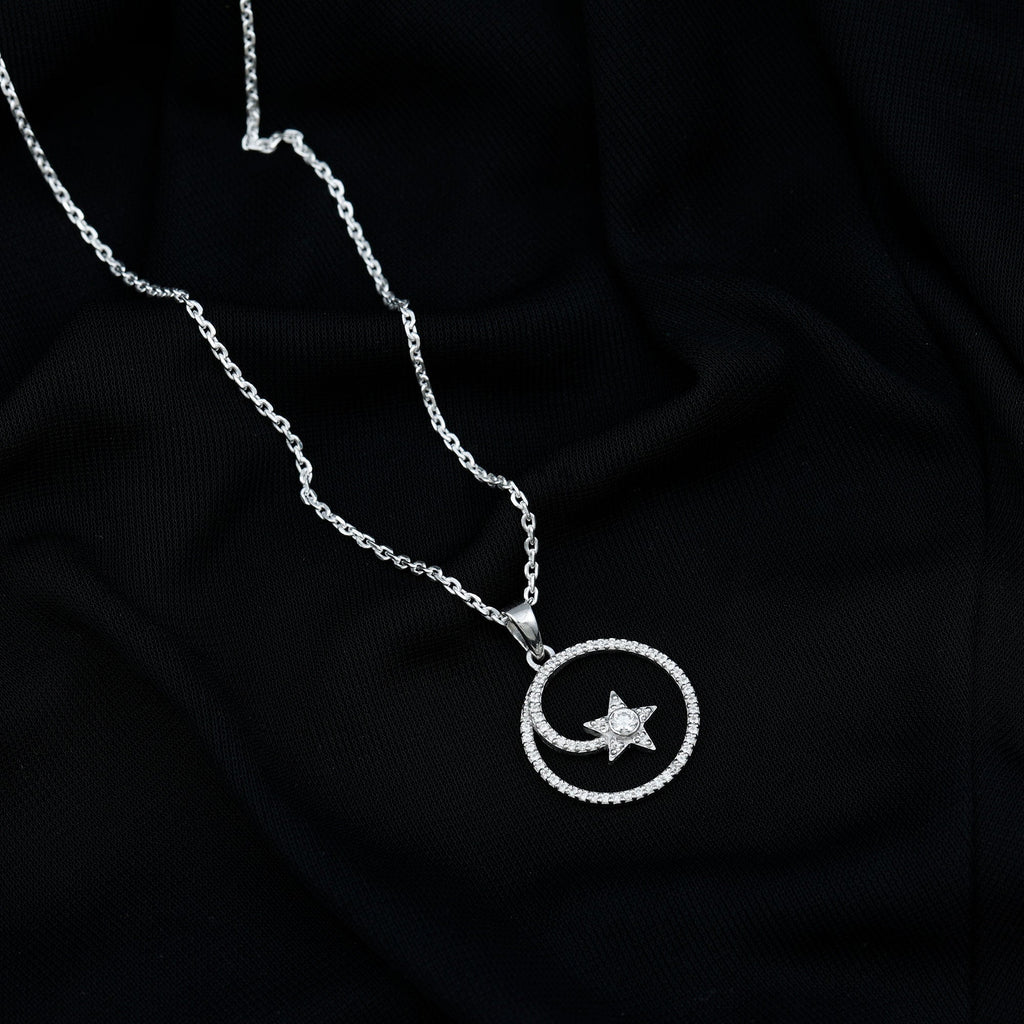 Certified Moissanite Shooting Star Necklace in Silver