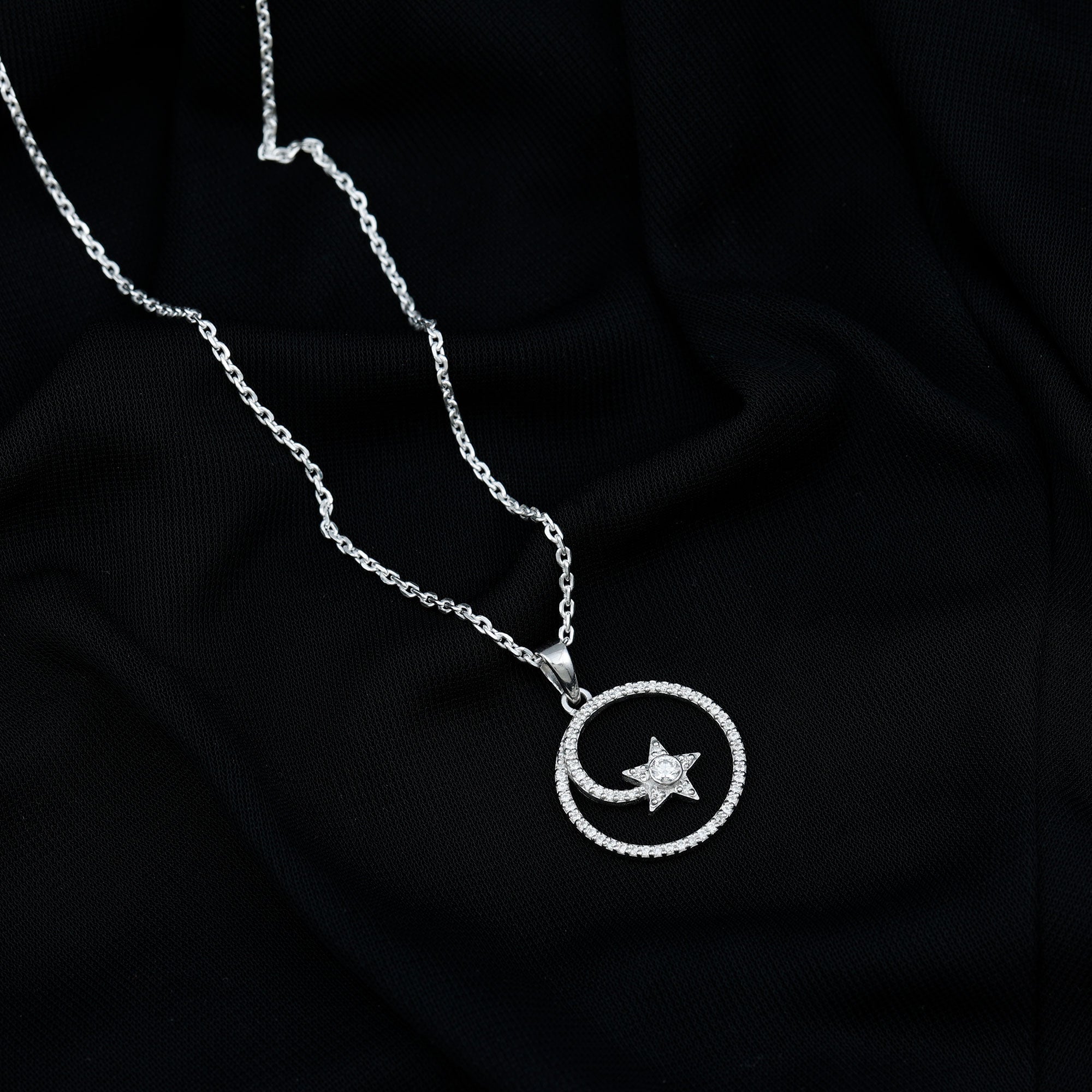 Certified Moissanite Shooting Star Necklace in Silver