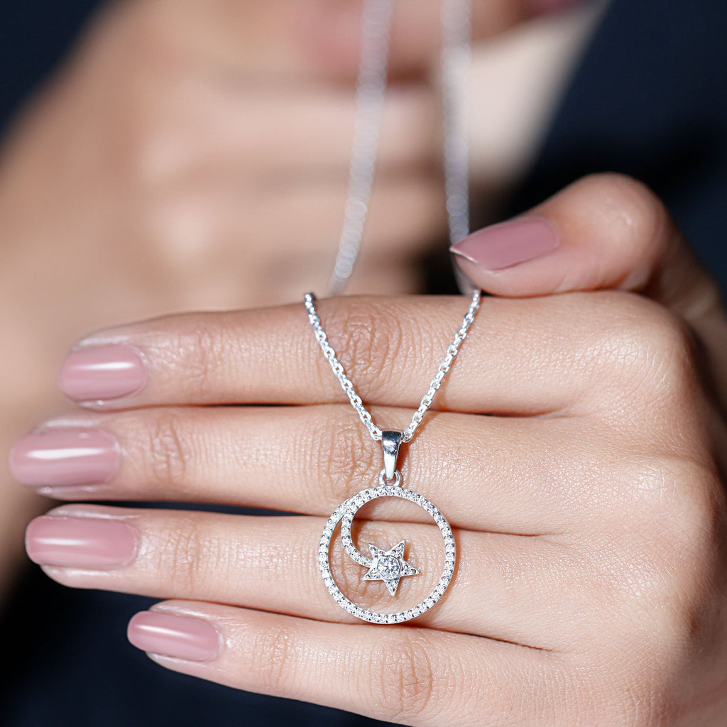Certified Moissanite Shooting Star Necklace in Silver