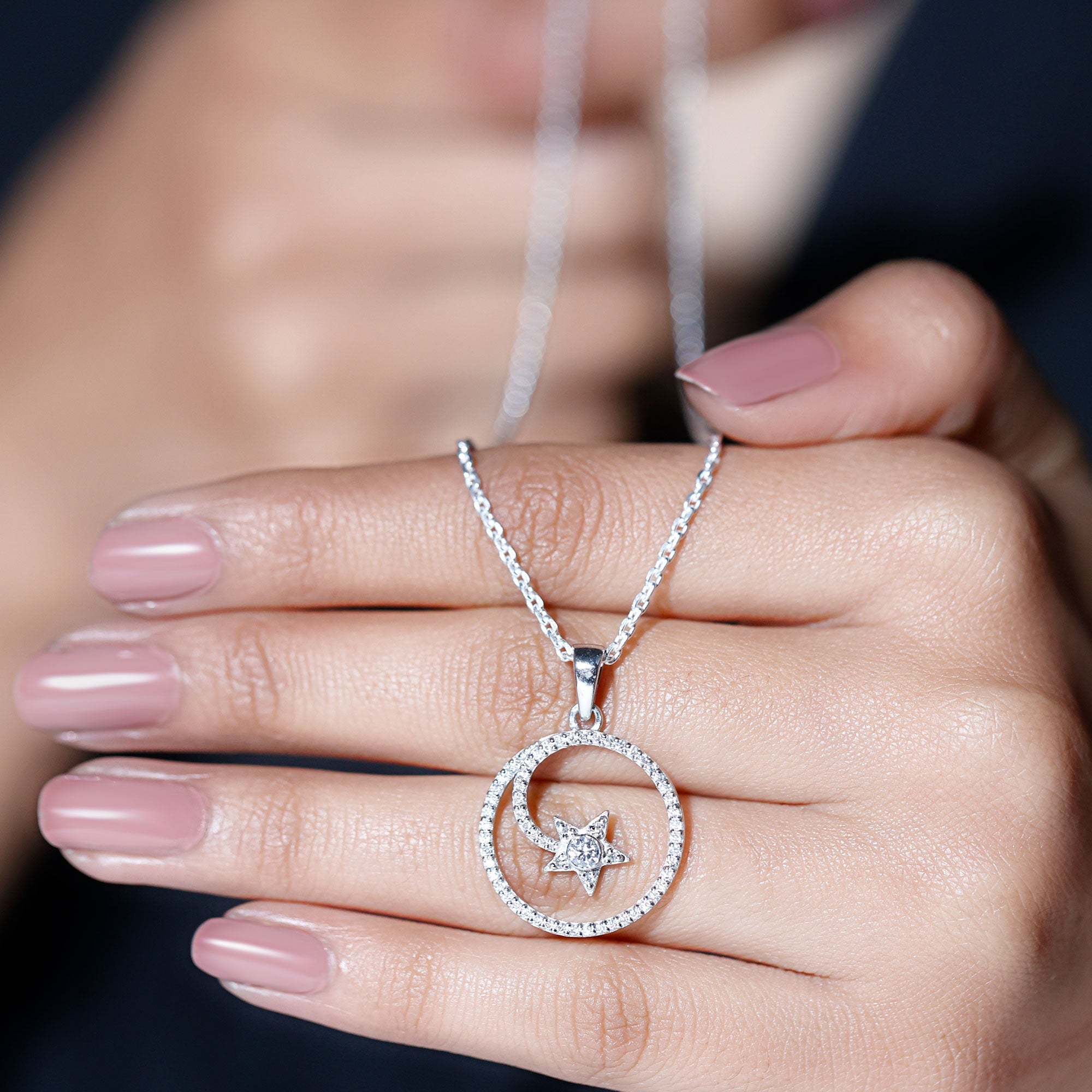 Certified Moissanite Shooting Star Necklace in Silver