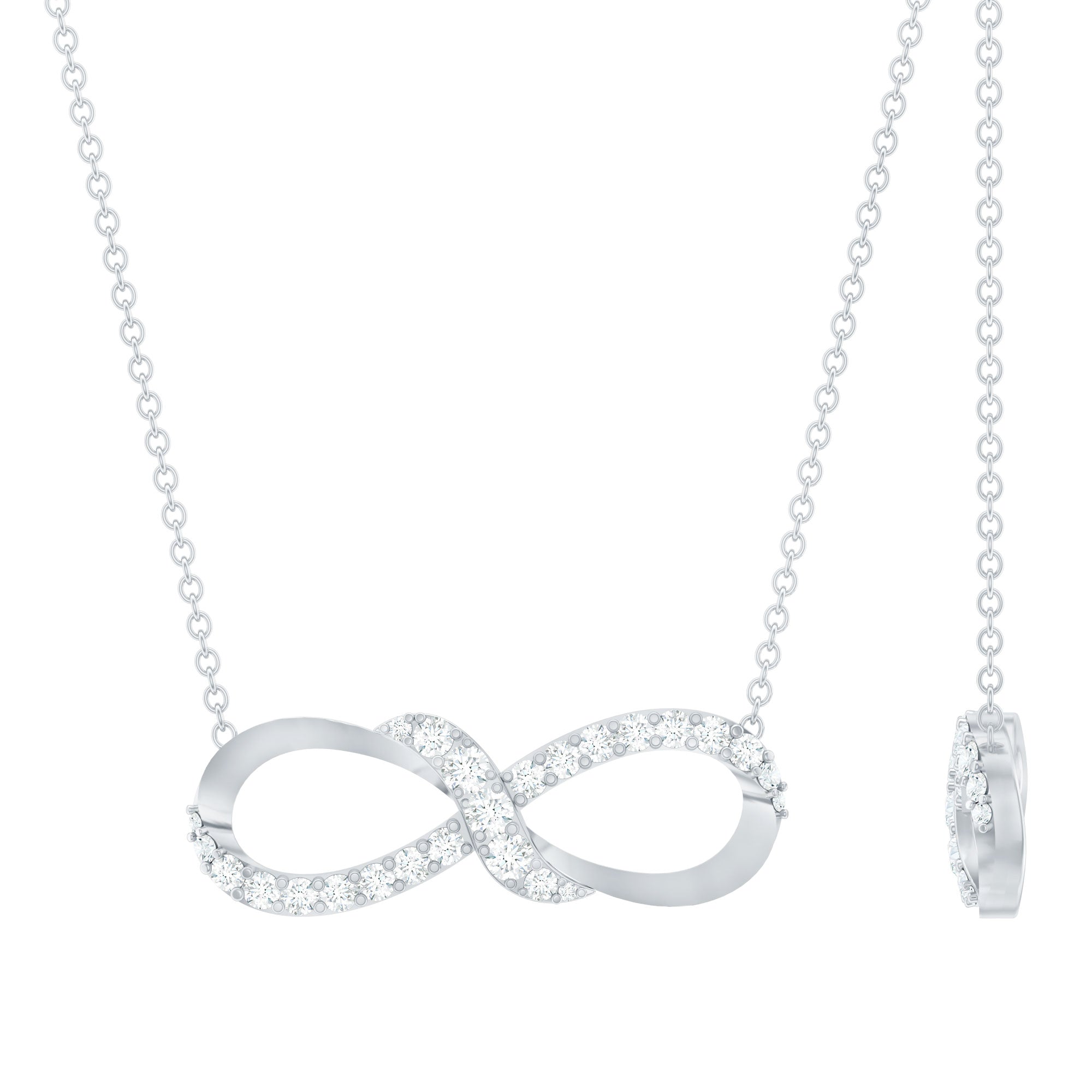 Moissanite Sideways Necklace with Silver Chain