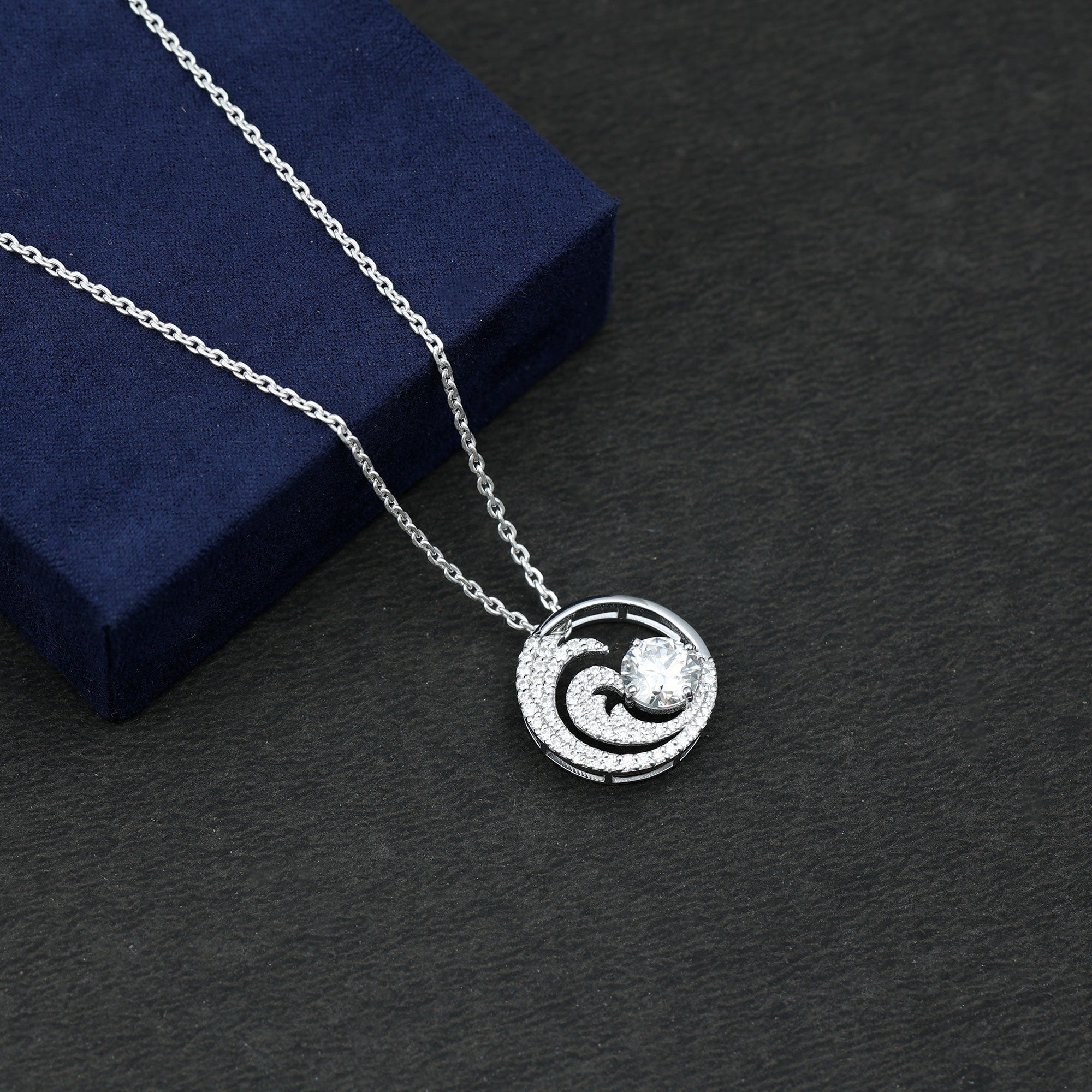 Certified 2 CT Moissanite Ocean Wave Necklace with Chain