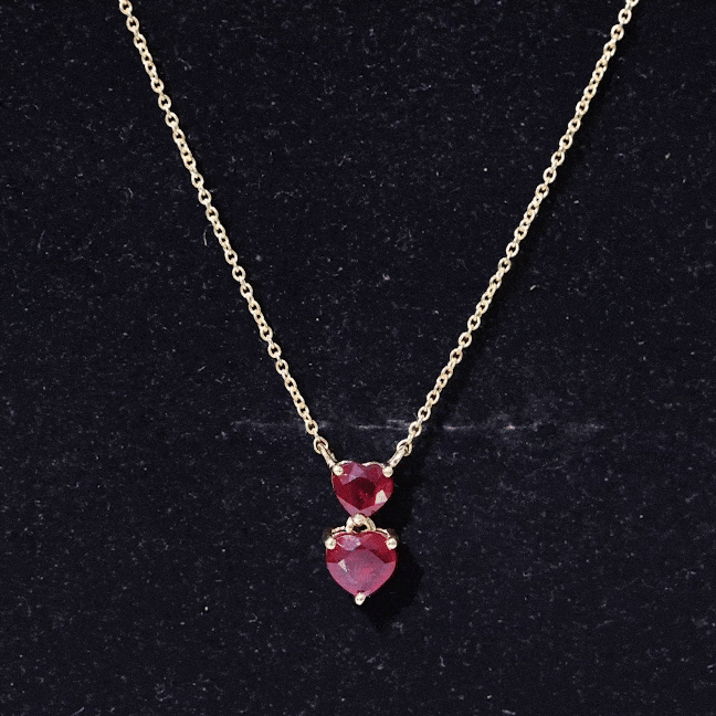 Certified Lab Created Ruby Double Heart Necklace for Women