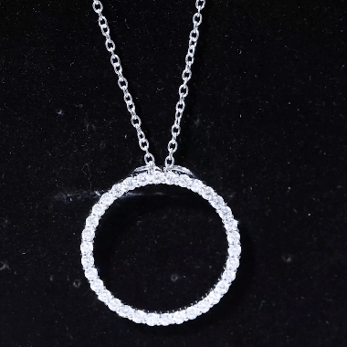 Lab Grown Diamond Eternity Necklace in 14K Gold Plated Silver