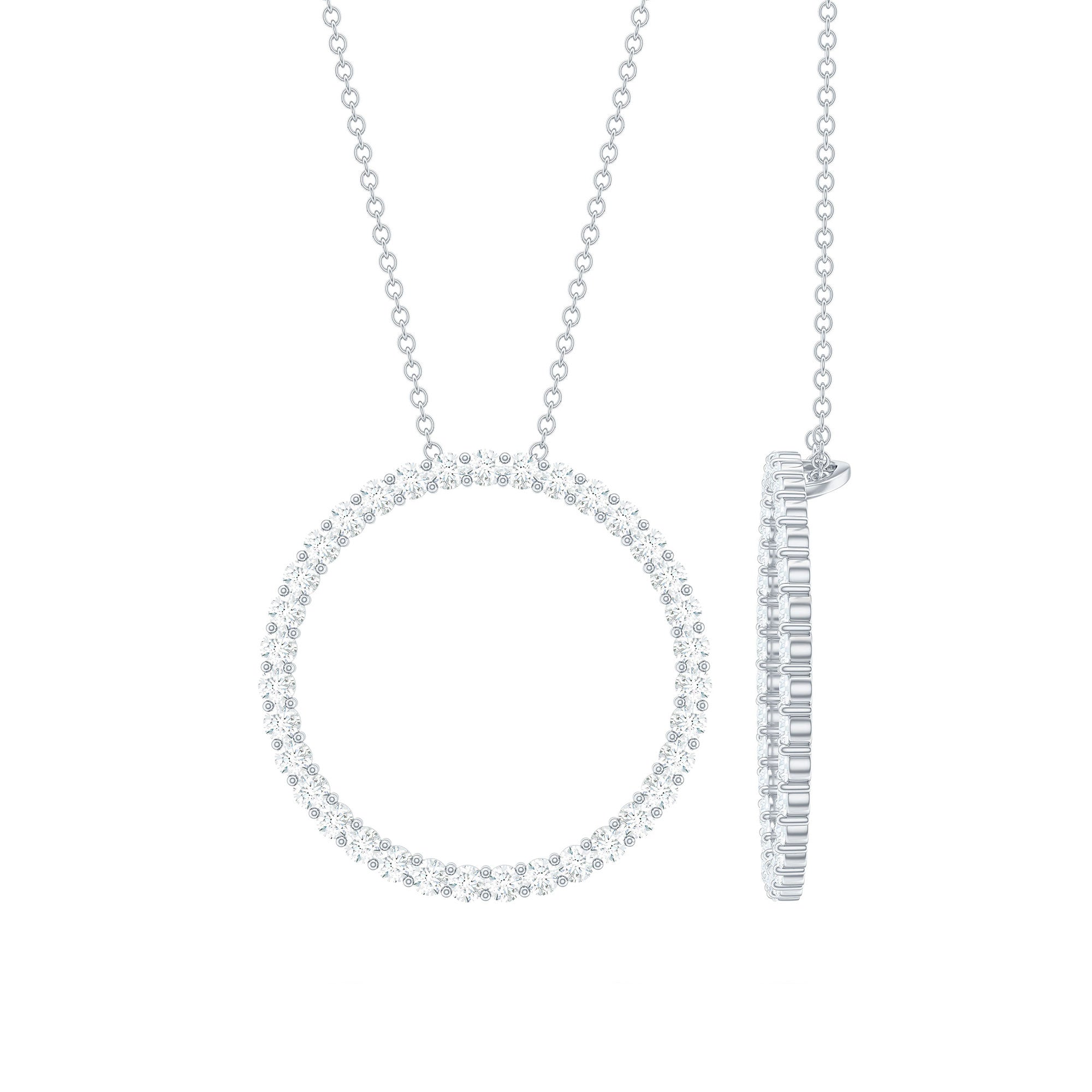 Lab Grown Diamond Eternity Necklace in 14K Gold Plated Silver