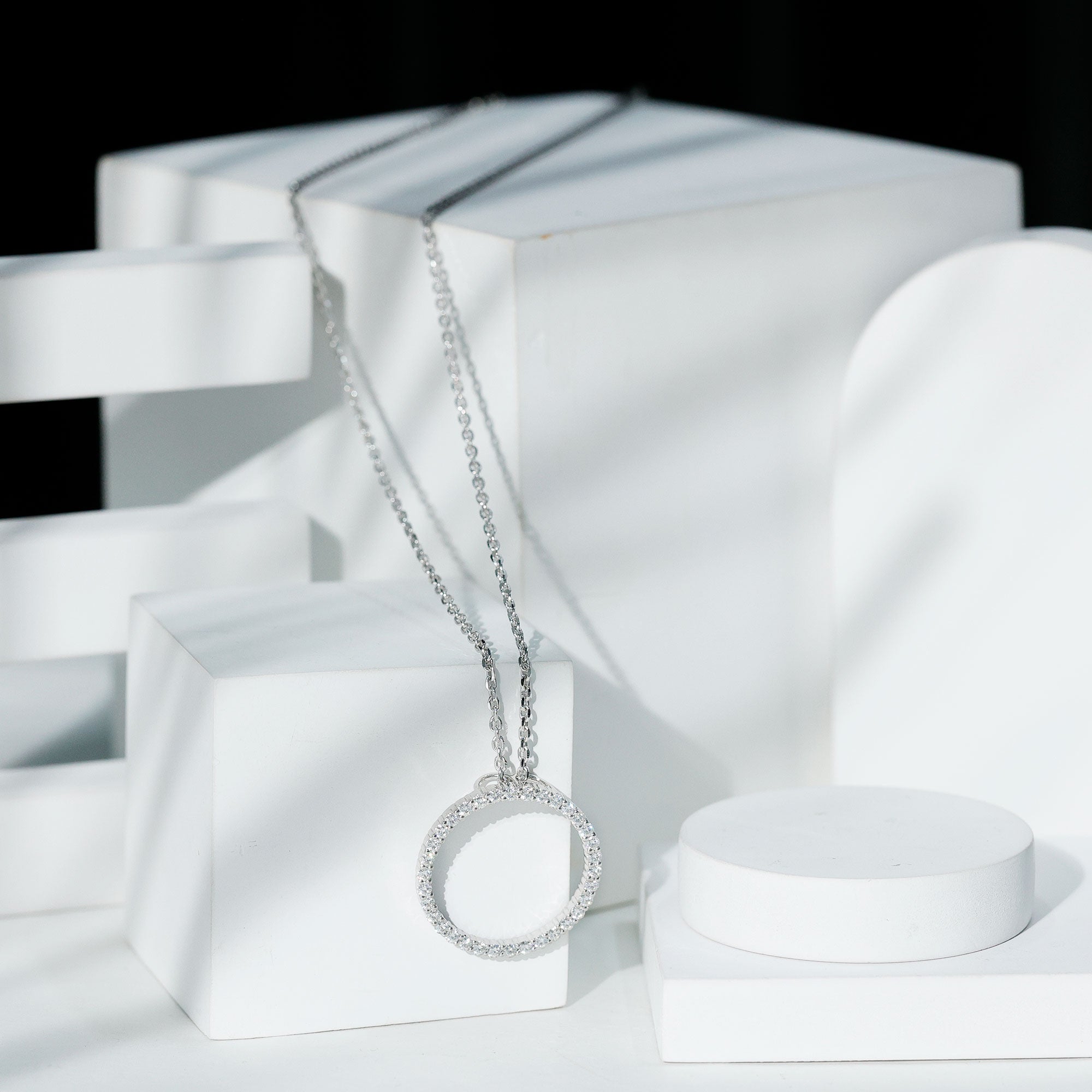 Lab Grown Diamond Eternity Necklace in 14K Gold Plated Silver