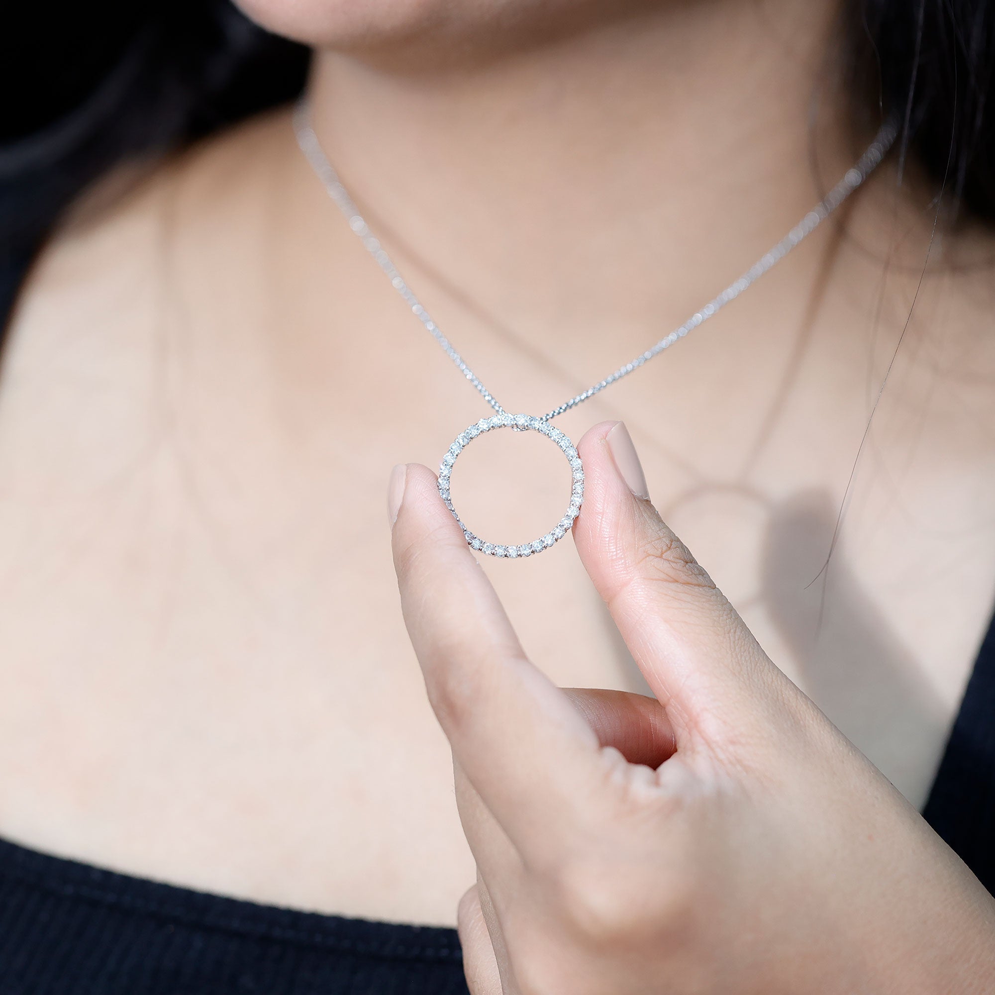 Lab Grown Diamond Eternity Necklace in 14K Gold Plated Silver