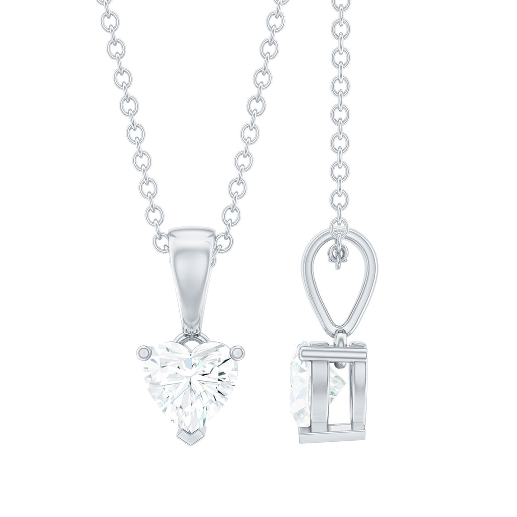 Certified Lab Grown Diamond 5 mm Heart Necklace With Silver Chain