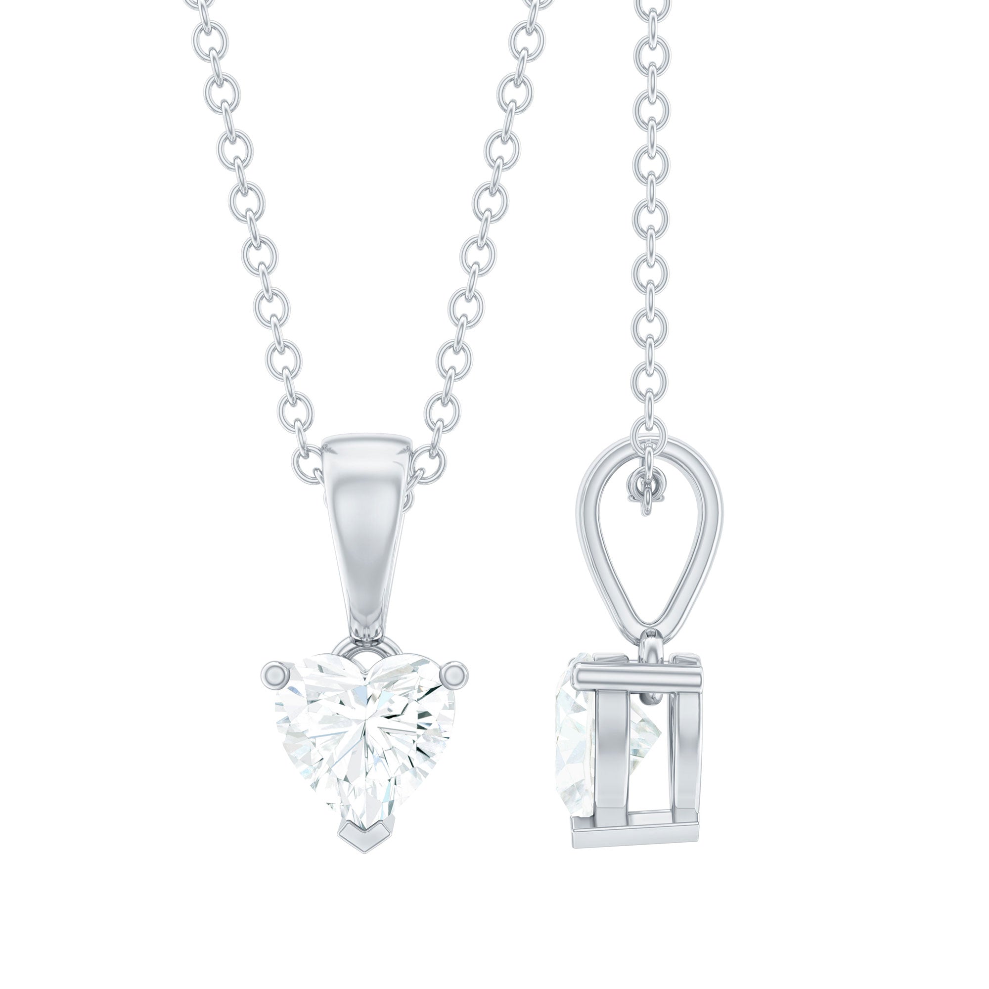 Certified Lab Grown Diamond 5 mm Heart Necklace With Silver Chain