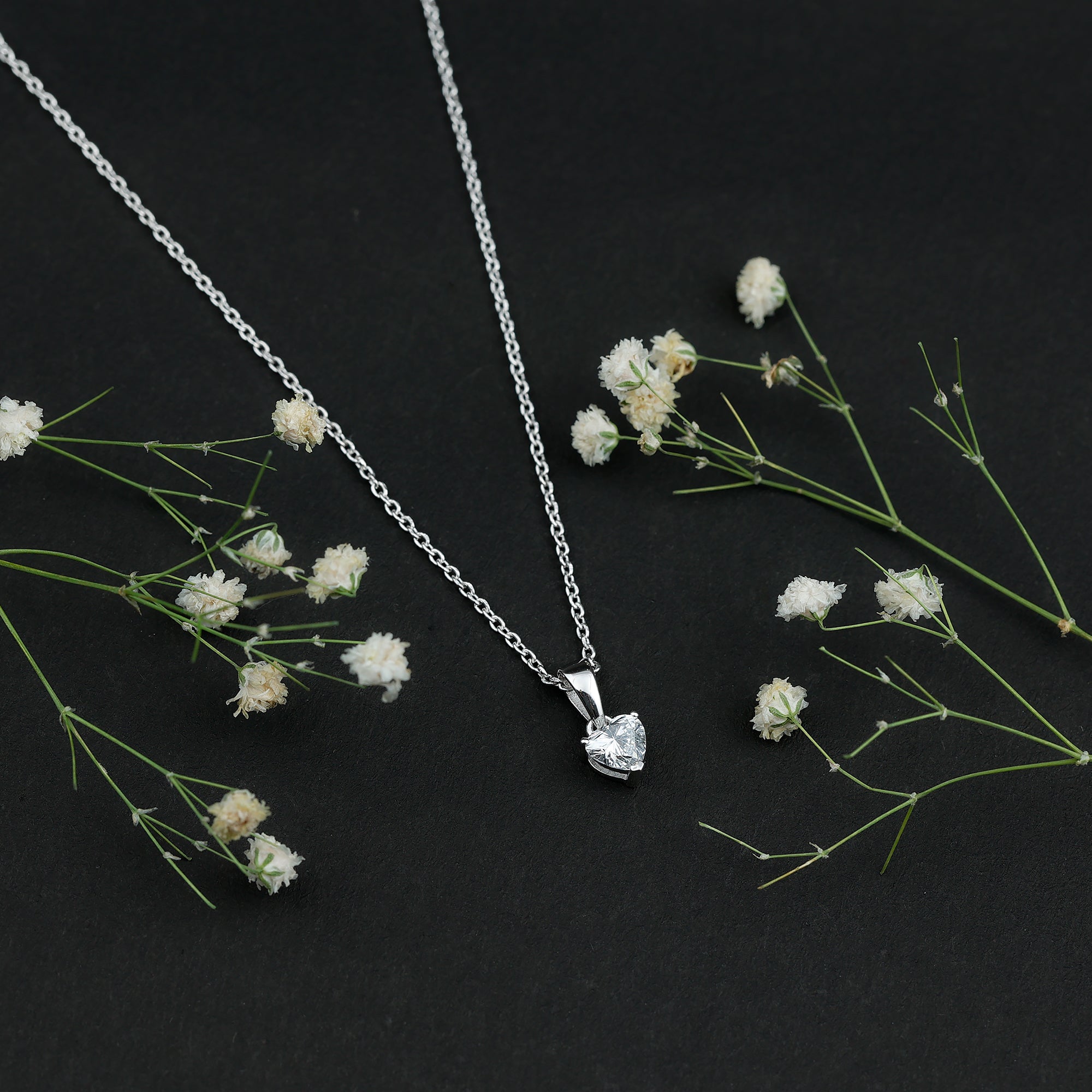 Certified Lab Grown Diamond 5 mm Heart Necklace With Silver Chain