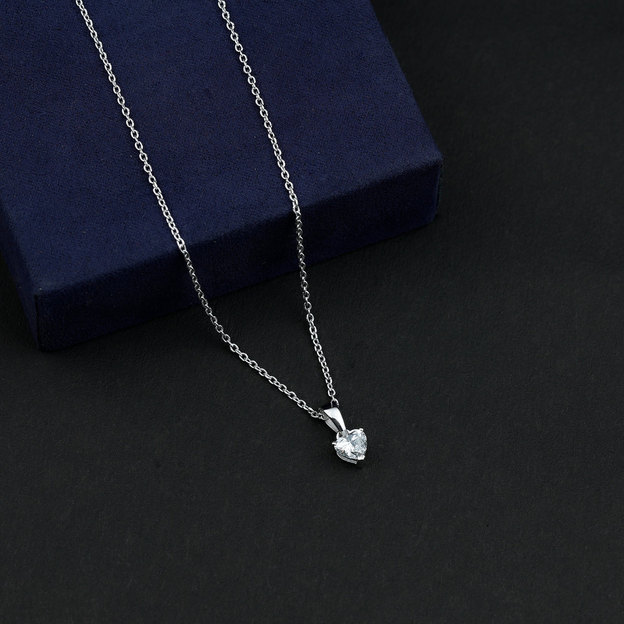 Certified Lab Grown Diamond 5 mm Heart Necklace With Silver Chain