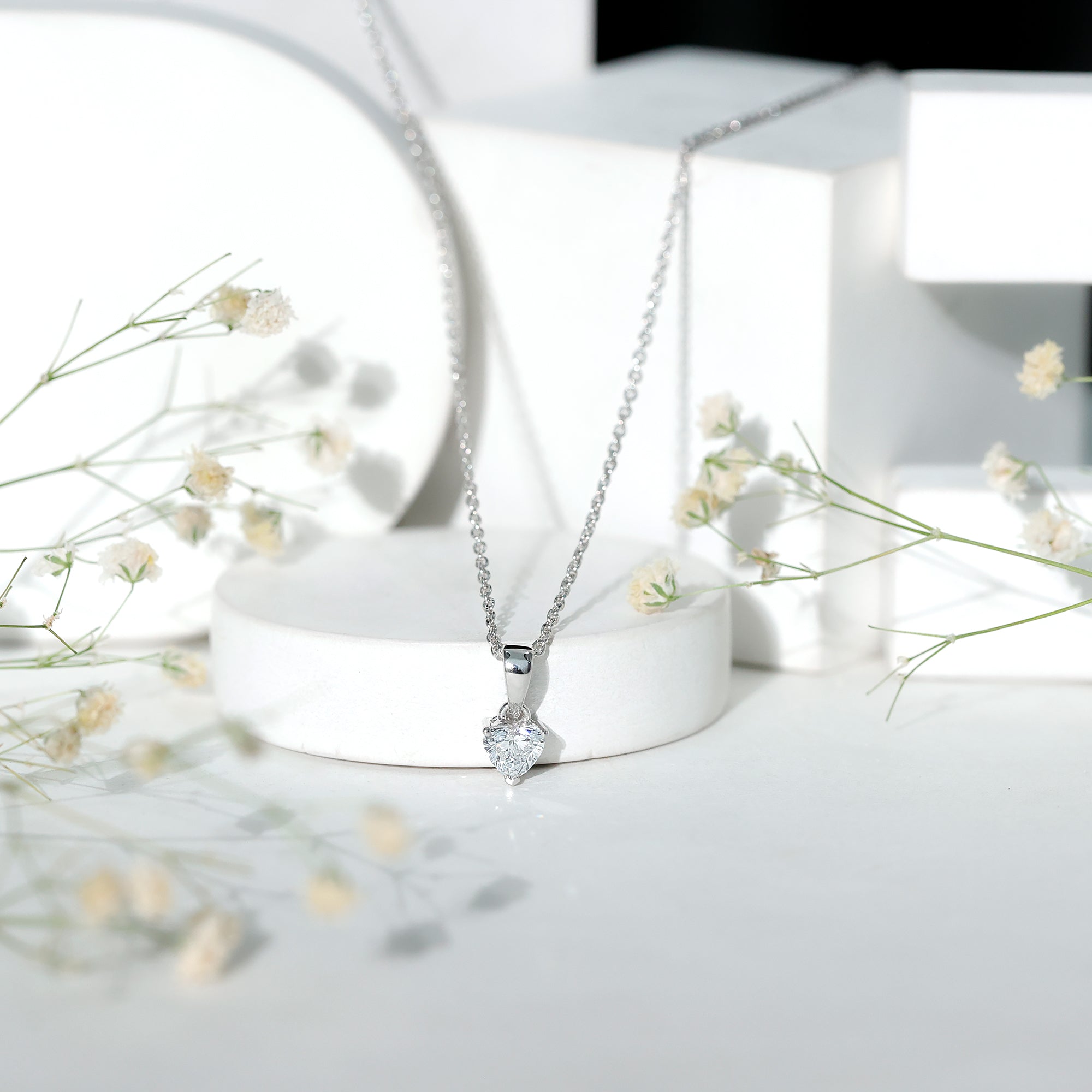 Certified Lab Grown Diamond 5 mm Heart Necklace With Silver Chain