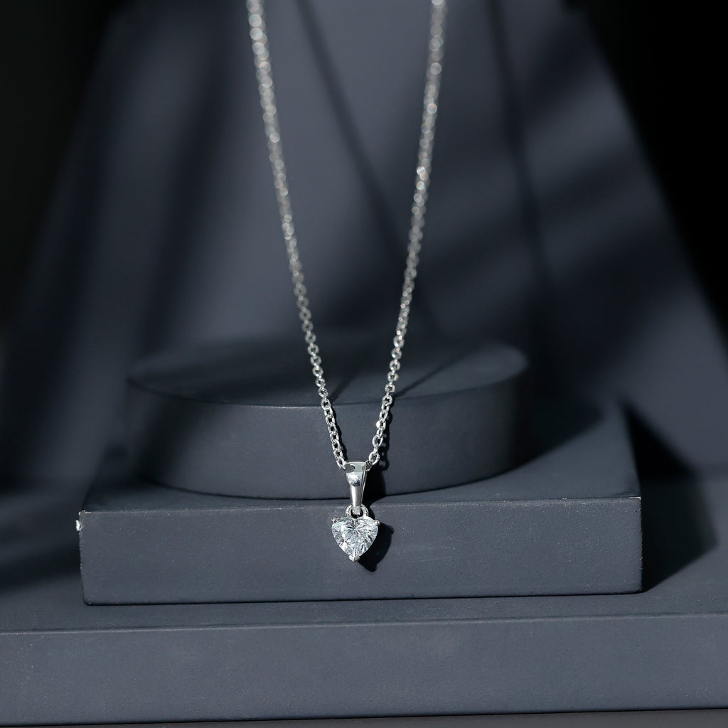 Certified Lab Grown Diamond 5 mm Heart Necklace With Silver Chain