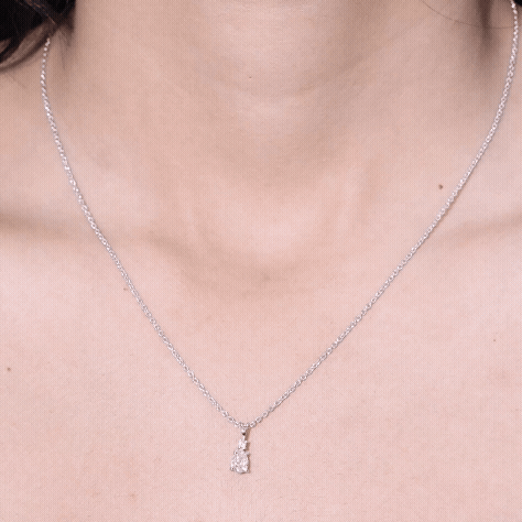 6X5mm Pear Lab Grown Diamond Teardrop Necklace With Silver Chain