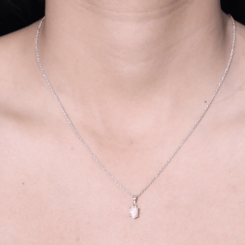 5X7 MM Lab Grown Diamond Solitaire Necklace with Chain