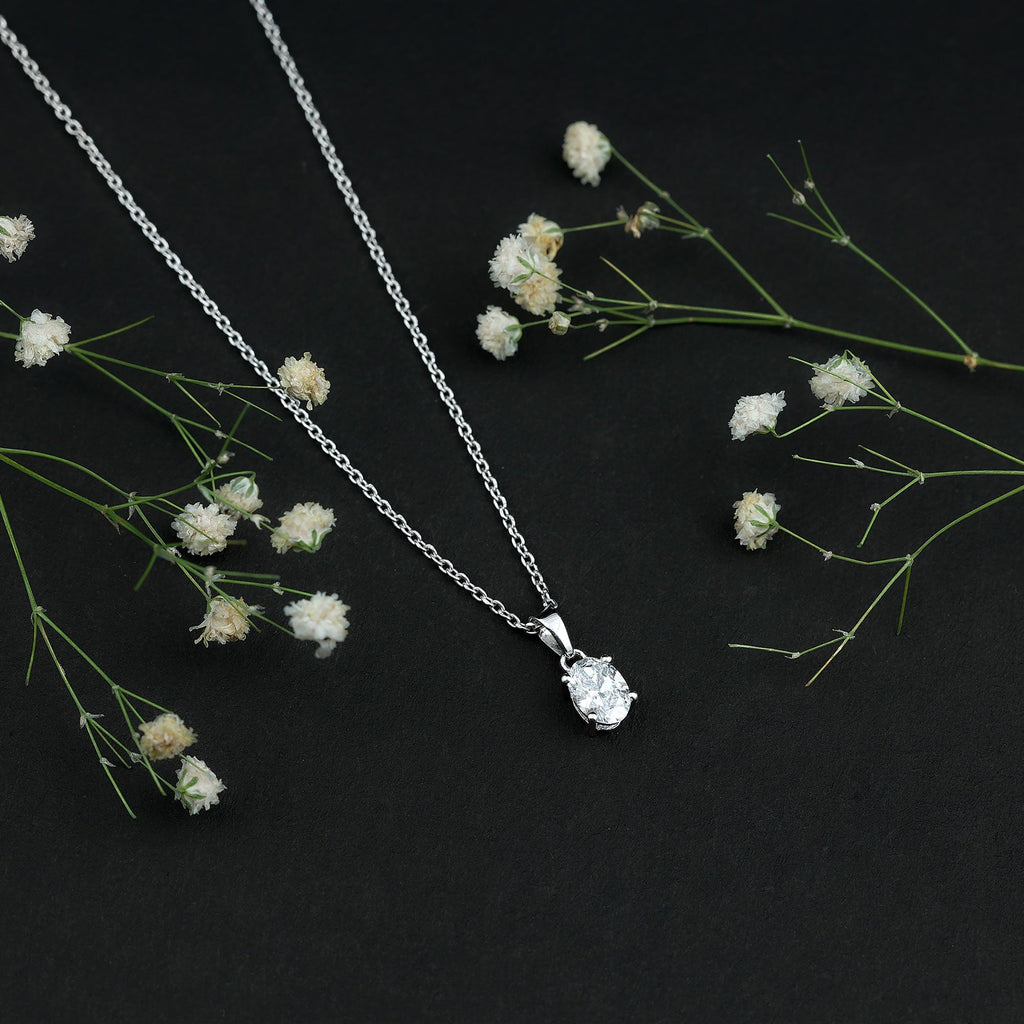 5X7 MM Lab Grown Diamond Solitaire Necklace with Chain