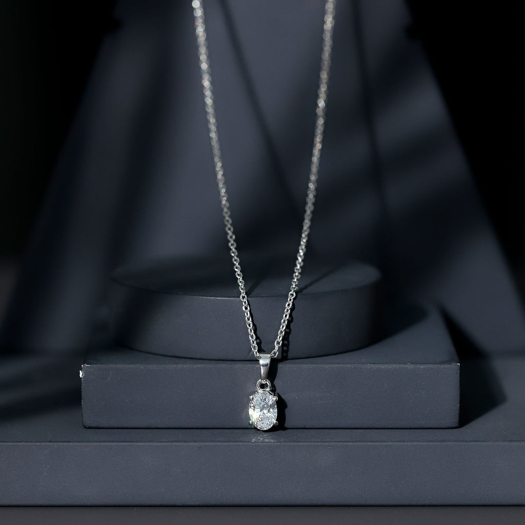 5X7 MM Lab Grown Diamond Solitaire Necklace with Chain