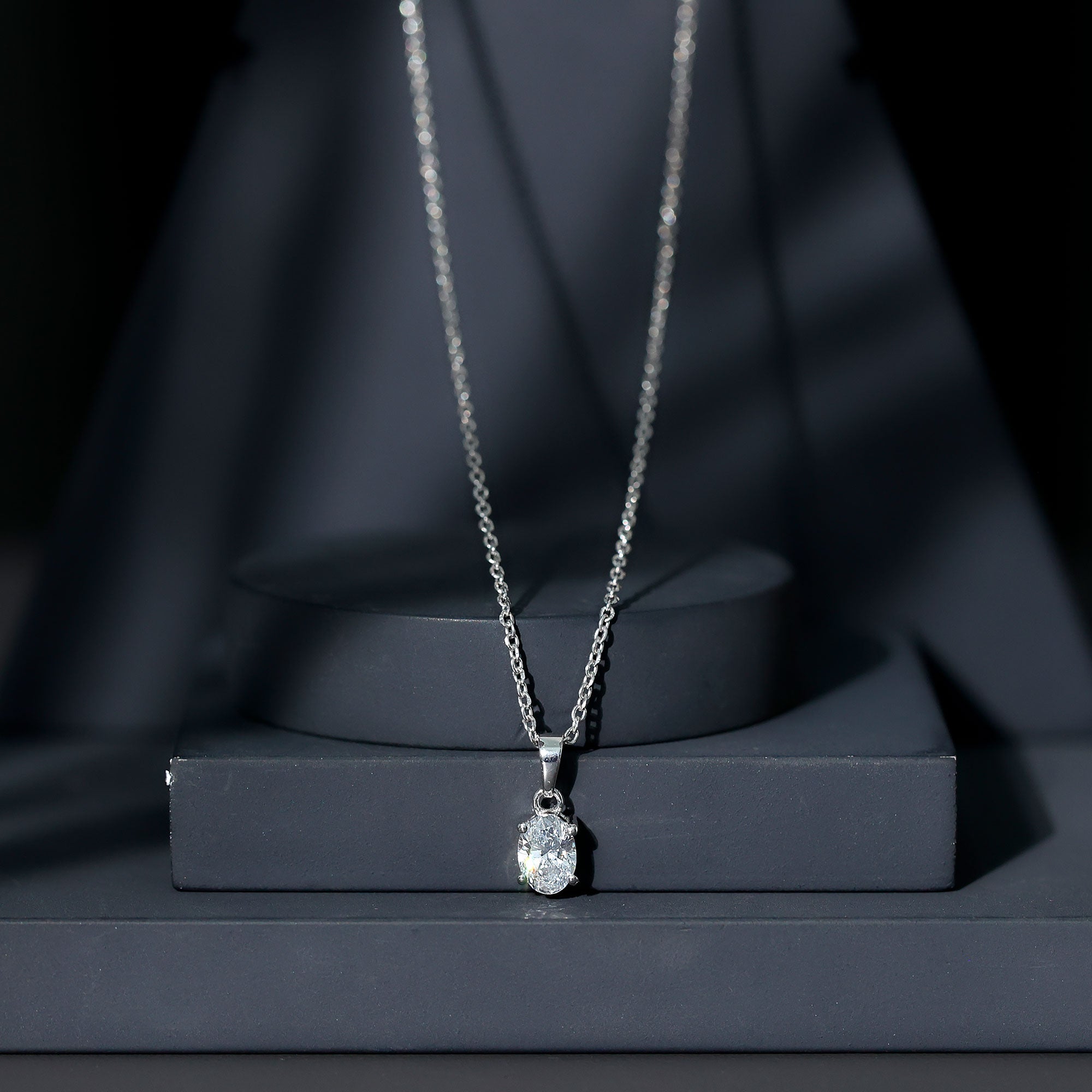 5X7 MM Lab Grown Diamond Solitaire Necklace with Chain