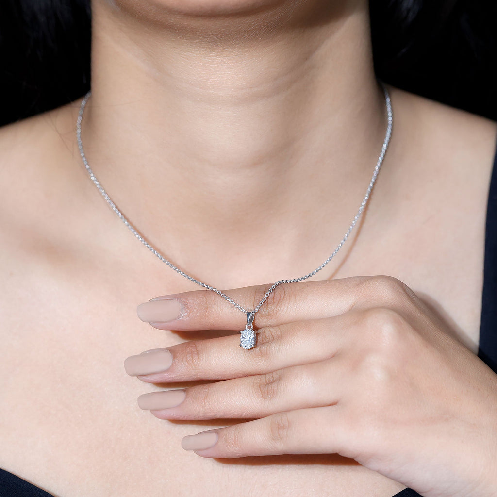 5X7 MM Lab Grown Diamond Solitaire Necklace with Chain