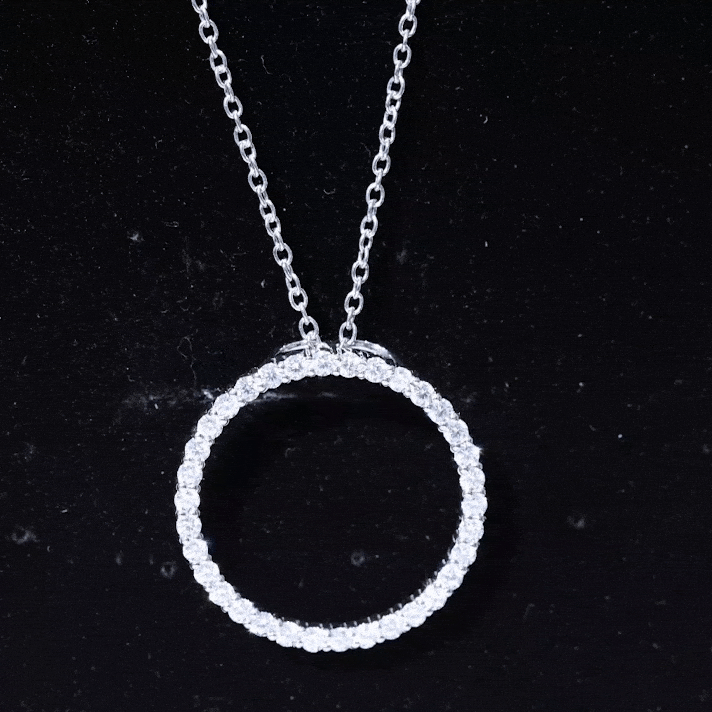 Certified Cubic Zirconia Circle Necklace with Silver Chain
